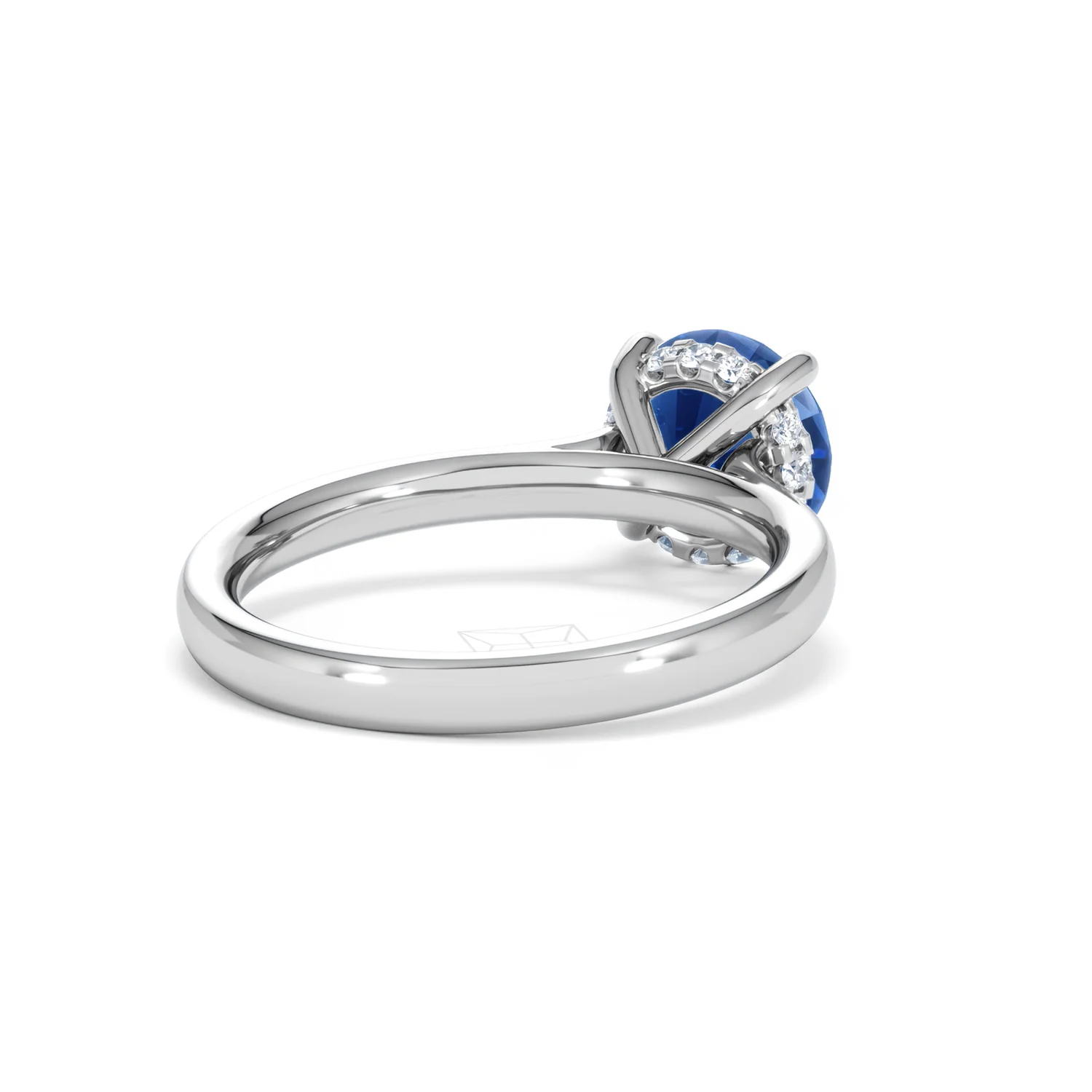 Amora Gem 2.00ct Round Cut Lab Sapphire Hidden Halo Engagement Ring in 18K White Gold - Image 41