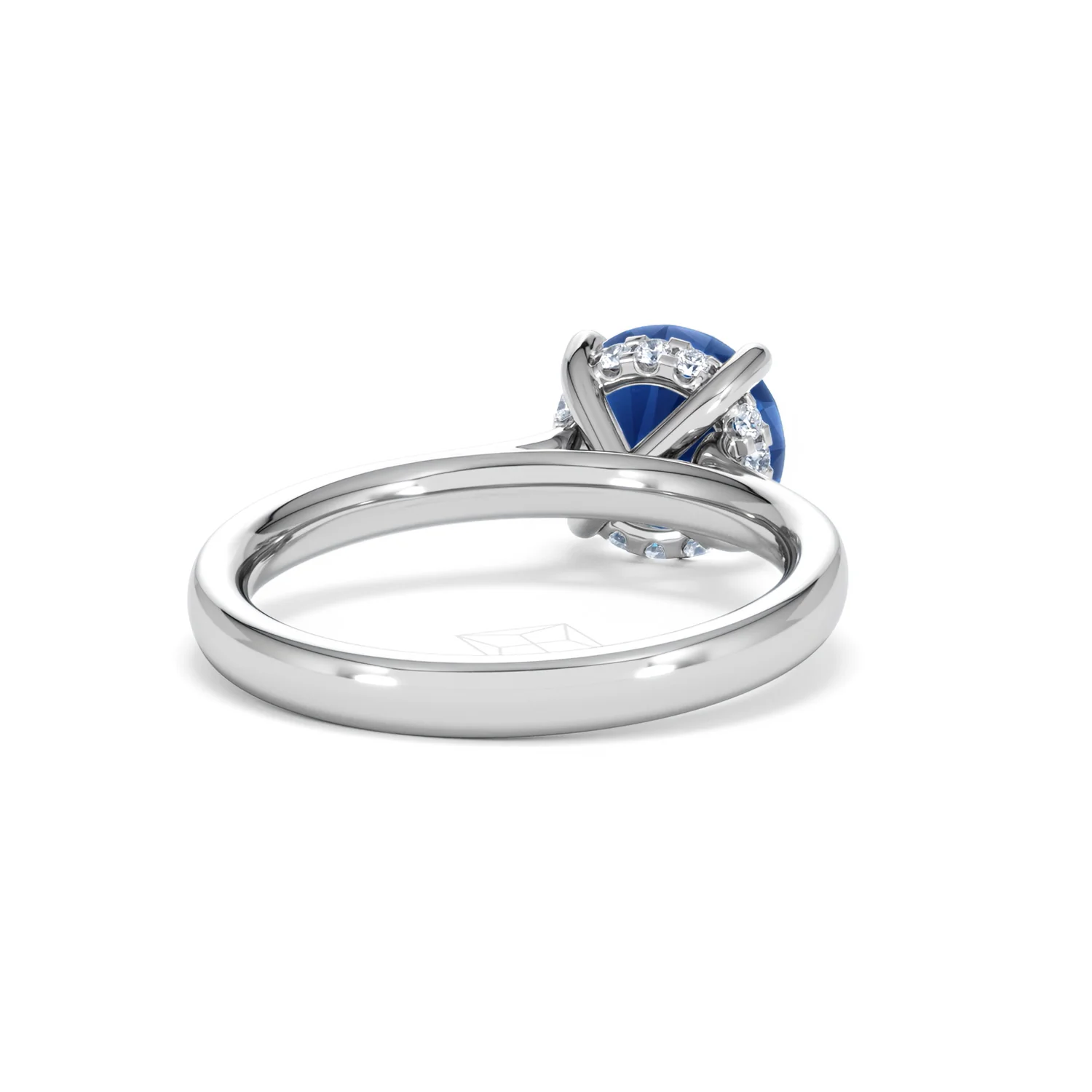 Amora Gem 2.00ct Round Cut Lab Sapphire Hidden Halo Engagement Ring in 18K White Gold - Image 43