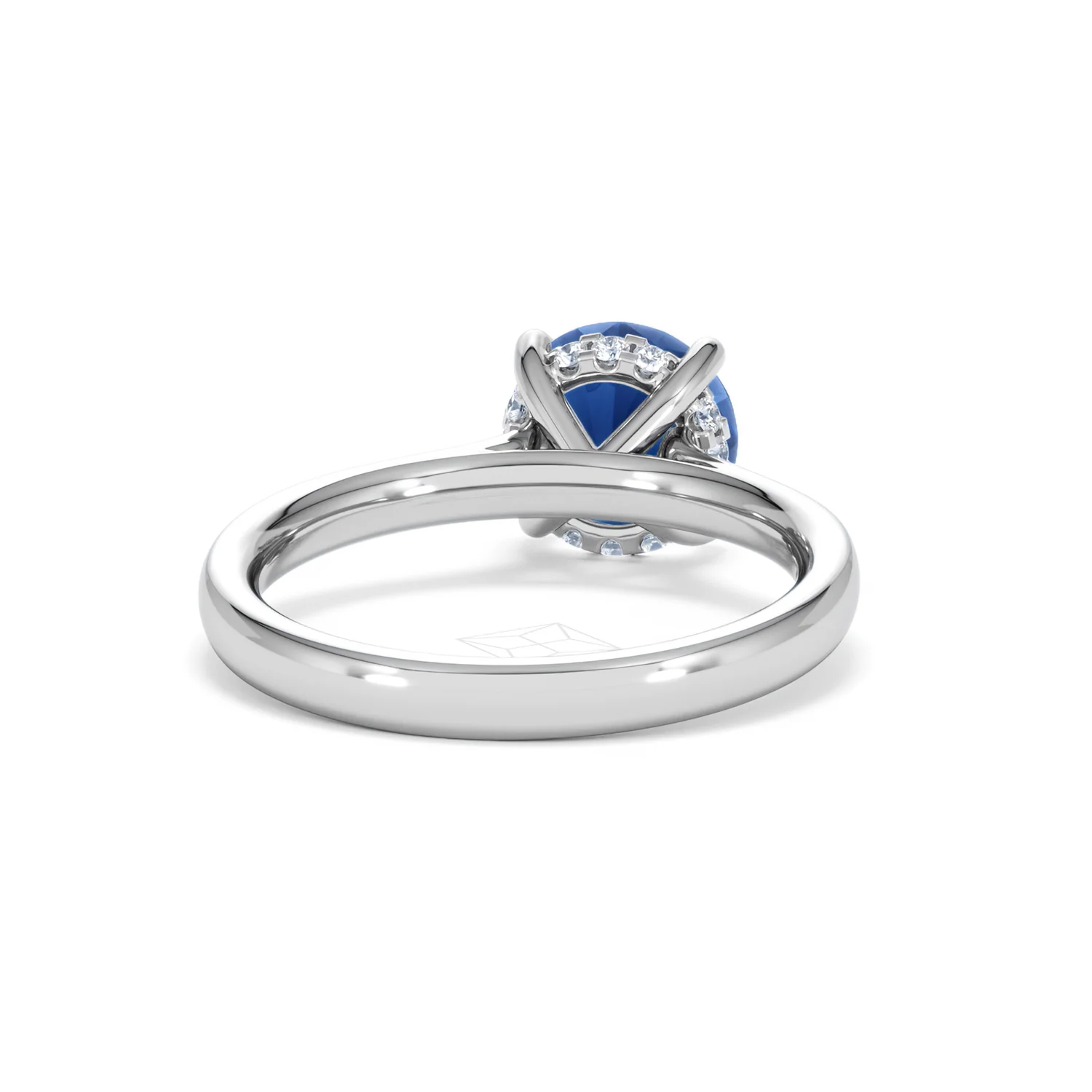 Amora Gem 2.00ct Round Cut Lab Sapphire Hidden Halo Engagement Ring in 18K White Gold - Image 45