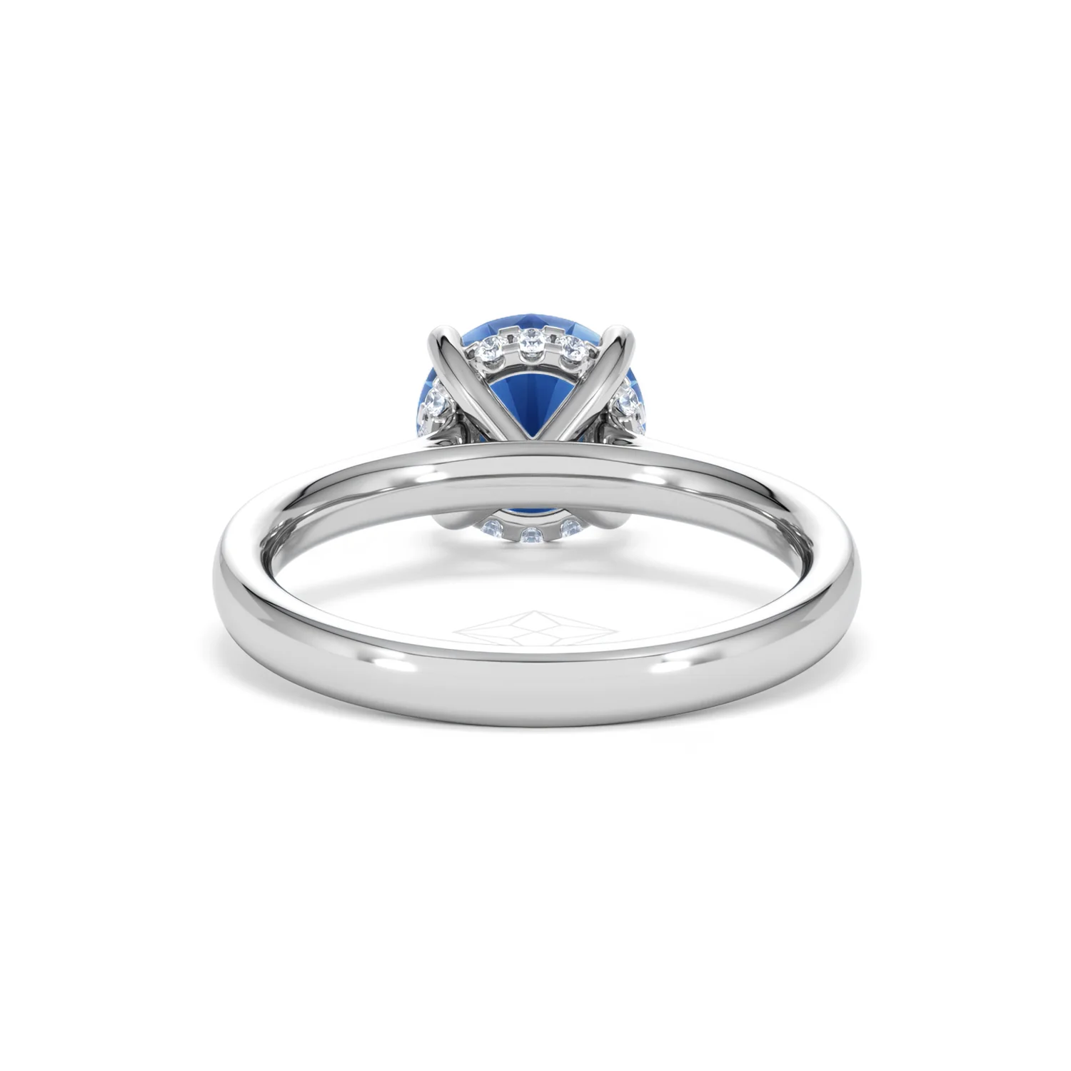 Amora Gem 2.00ct Round Cut Lab Sapphire Hidden Halo Engagement Ring in 18K White Gold - Image 48