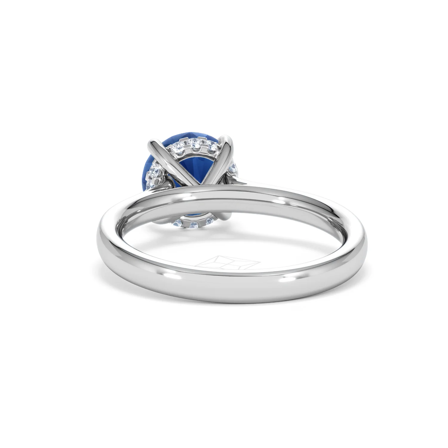 Amora Gem 2.00ct Round Cut Lab Sapphire Hidden Halo Engagement Ring in 18K White Gold - Image 51