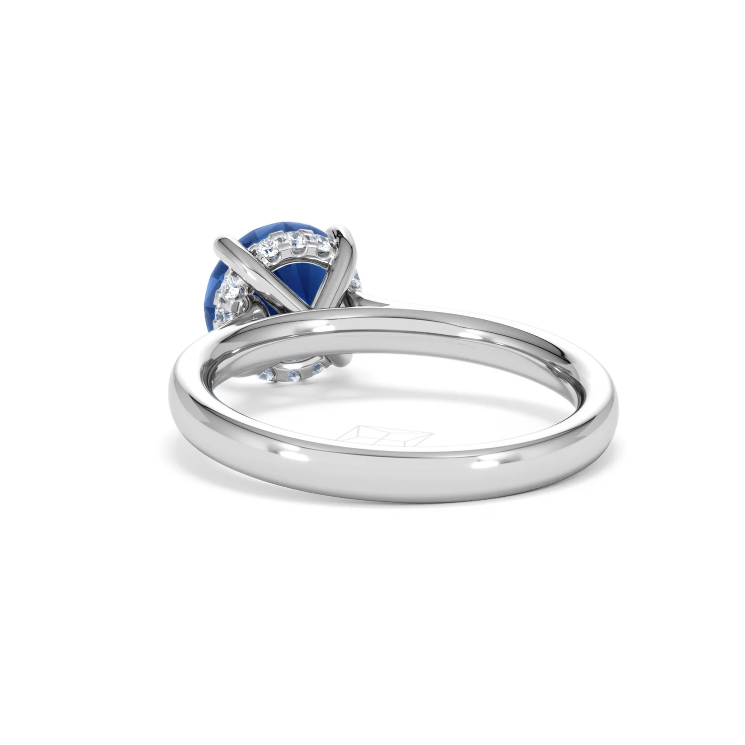 Amora Gem 2.00ct Round Cut Lab Sapphire Hidden Halo Engagement Ring in 18K White Gold - Image 53