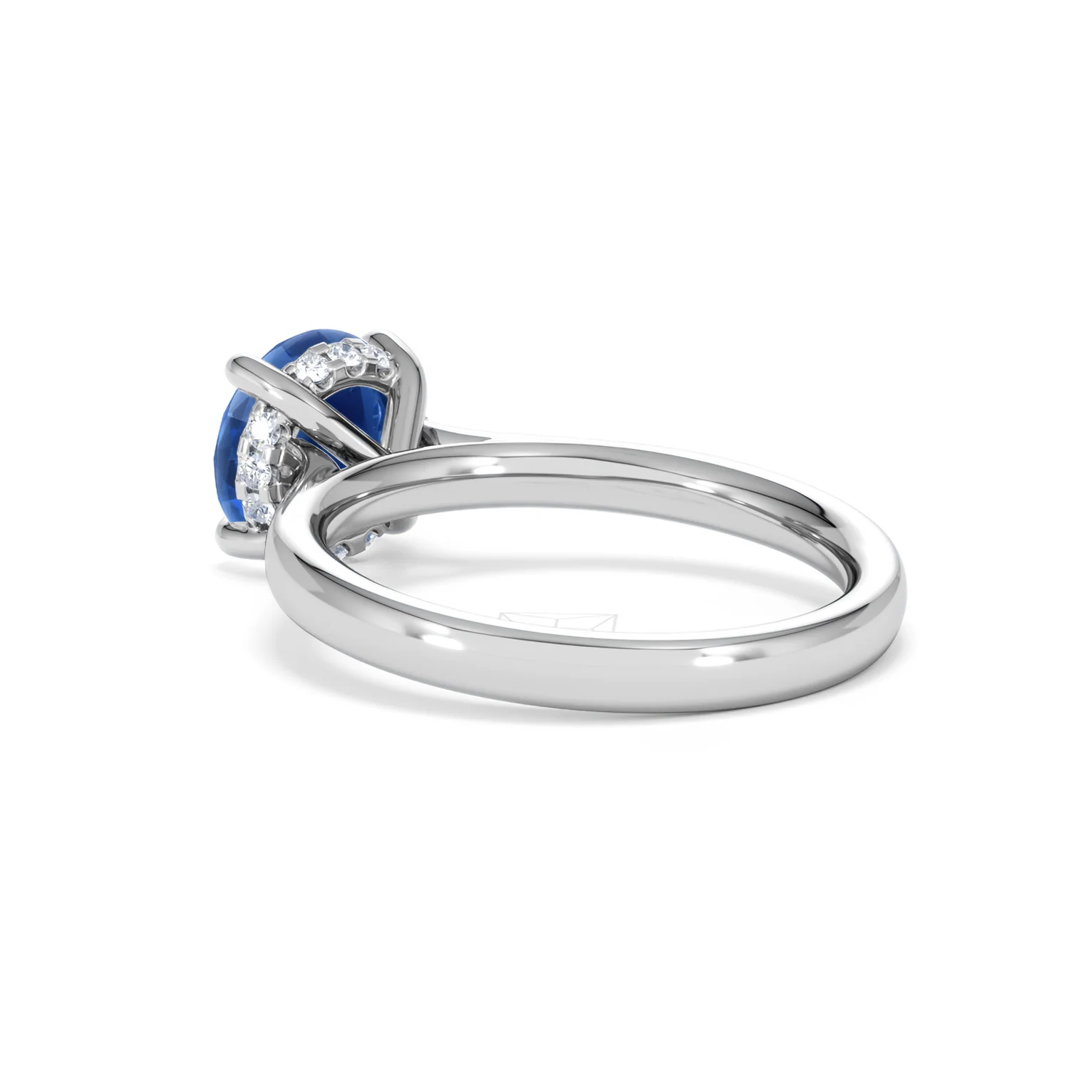 Amora Gem 2.00ct Round Cut Lab Sapphire Hidden Halo Engagement Ring in 18K White Gold - Image 57