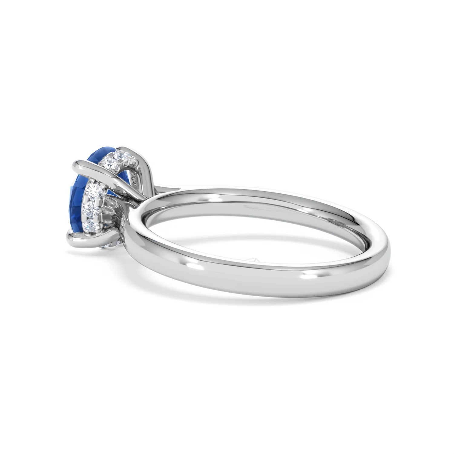 Amora Gem 2.00ct Round Cut Lab Sapphire Hidden Halo Engagement Ring in 18K White Gold - Image 61