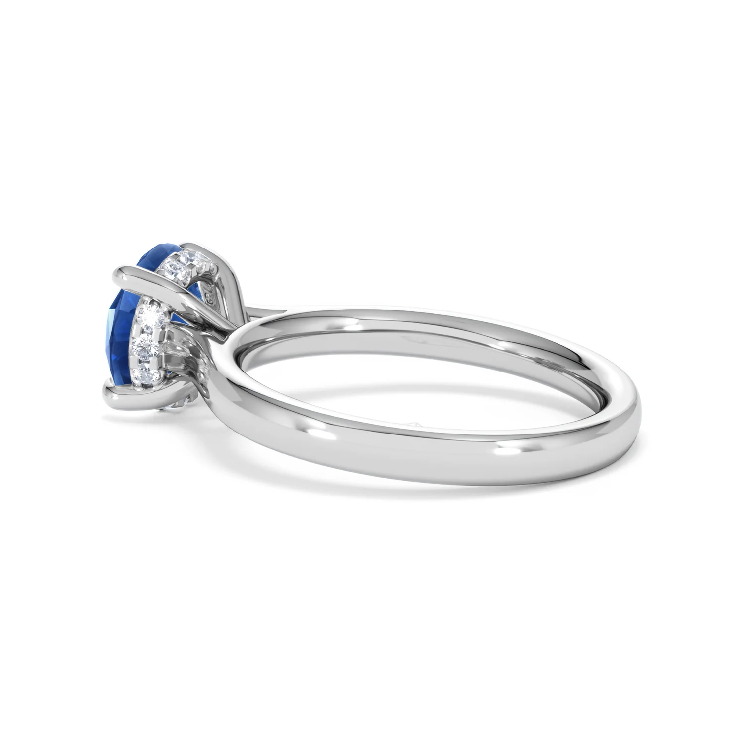Amora Gem 2.00ct Round Cut Lab Sapphire Hidden Halo Engagement Ring in 18K White Gold - Image 62