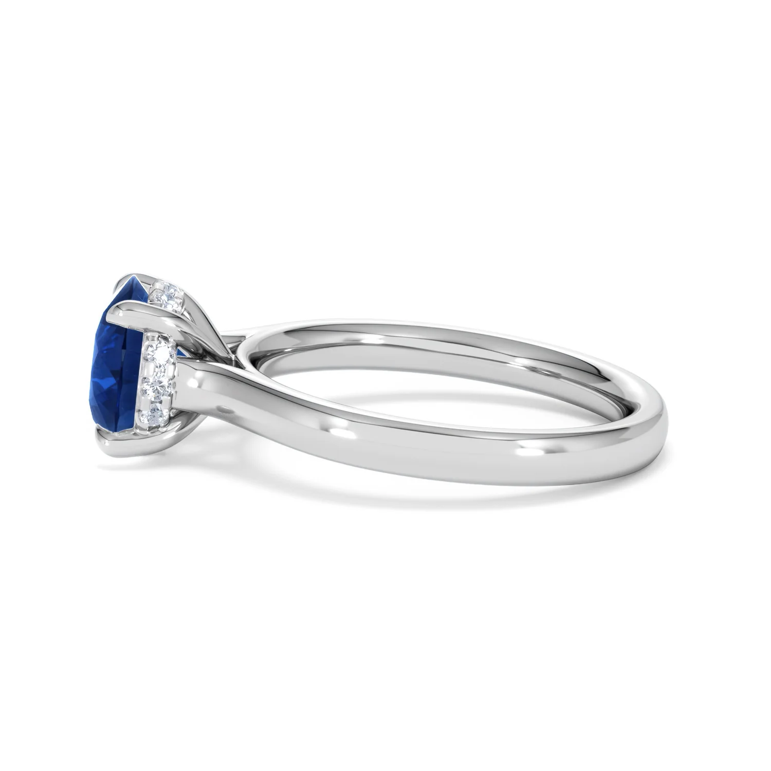 Amora Gem 2.00ct Round Cut Lab Sapphire Hidden Halo Engagement Ring in 18K White Gold - Image 68