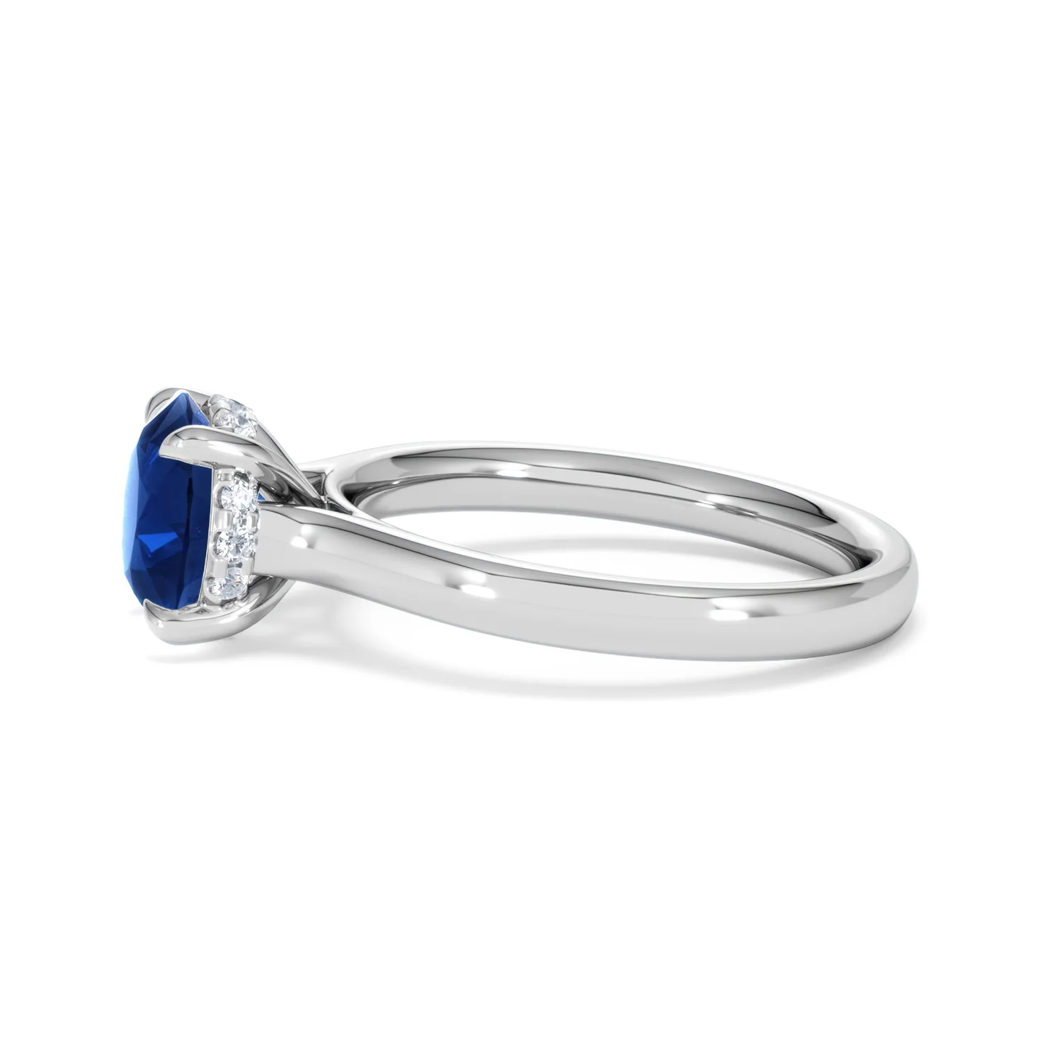 Amora Gem 2.00ct Round Cut Lab Sapphire Hidden Halo Engagement Ring in 18K White Gold - Image 70