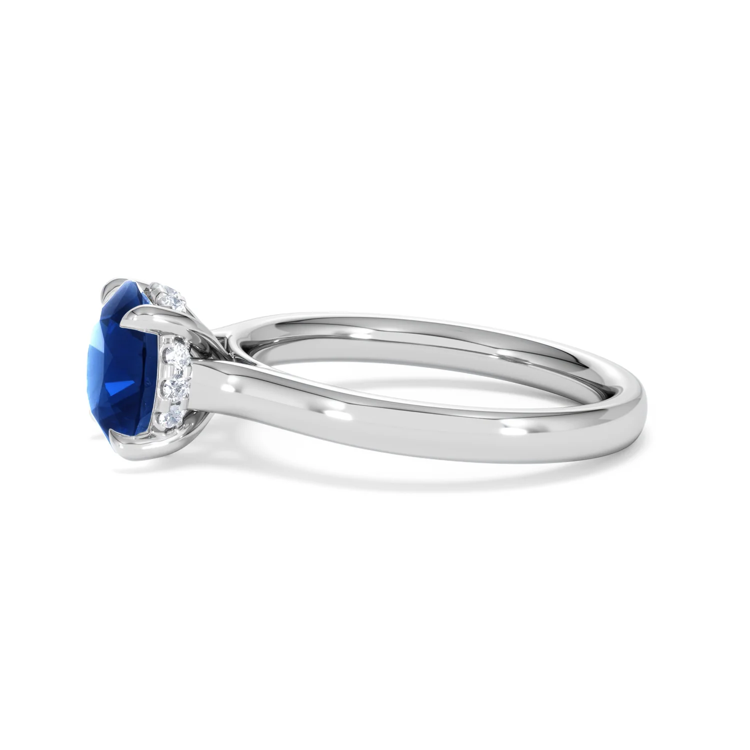 Amora Gem 2.00ct Round Cut Lab Sapphire Hidden Halo Engagement Ring in 18K White Gold - Image 71