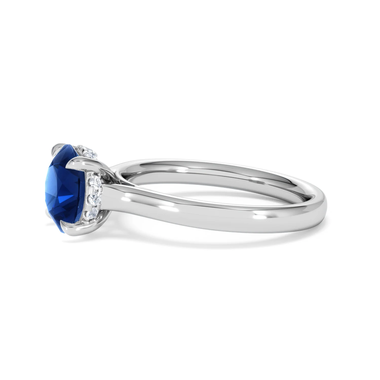 Amora Gem 2.00ct Round Cut Lab Sapphire Hidden Halo Engagement Ring in 18K White Gold - Image 72