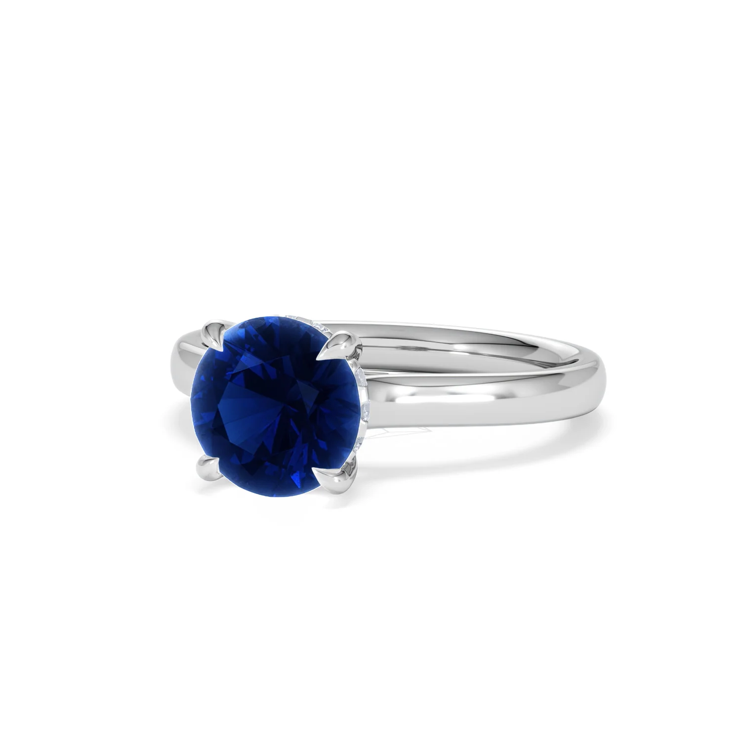 Amora Gem 2.00ct Round Cut Lab Sapphire Hidden Halo Engagement Ring in 18K White Gold - Image 83