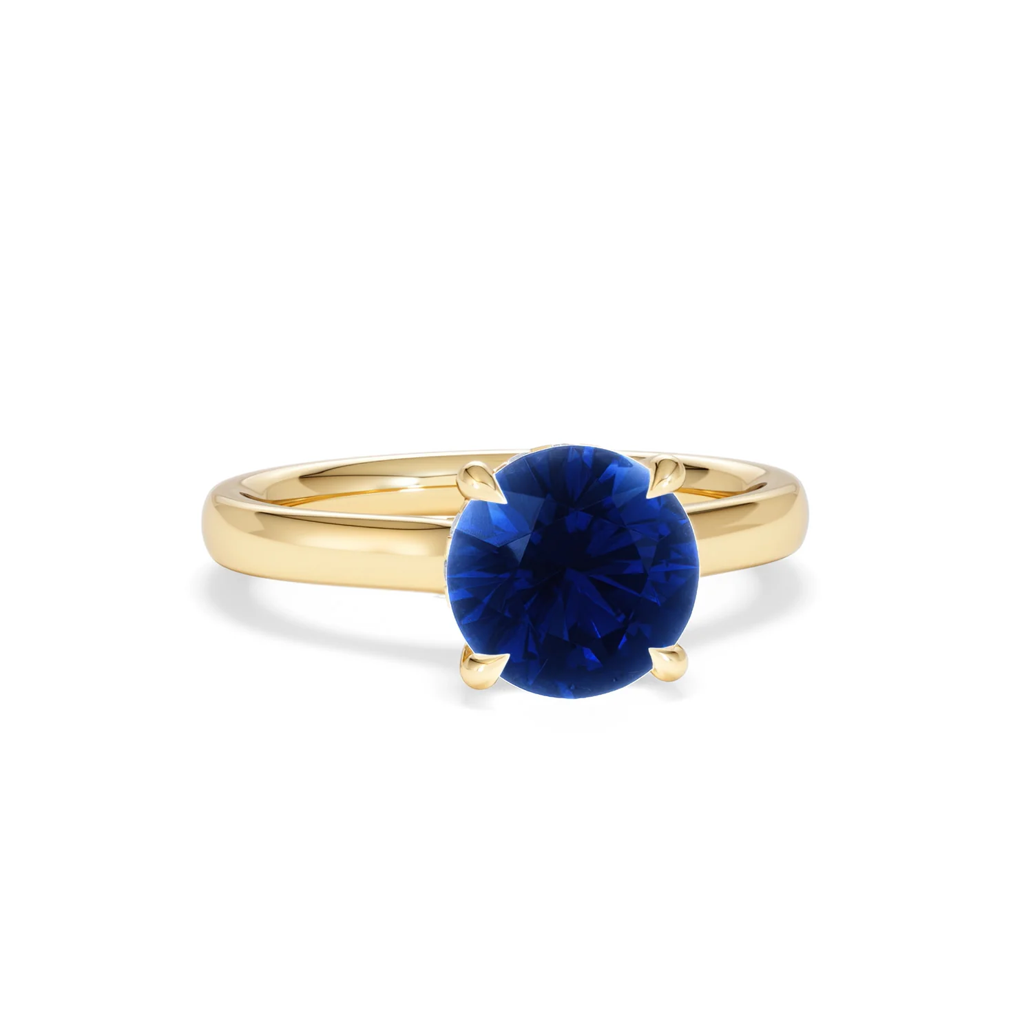 Amora Gem 2.00ct Round Cut Lab Sapphire Hidden Halo Engagement Ring in 18K Yellow Gold - Image 10