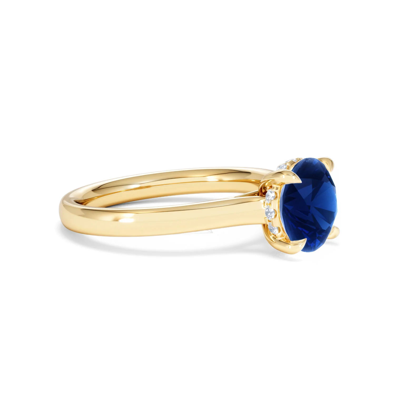 Amora Gem 2.00ct Round Cut Lab Sapphire Hidden Halo Engagement Ring in 18K Yellow Gold - Image 20