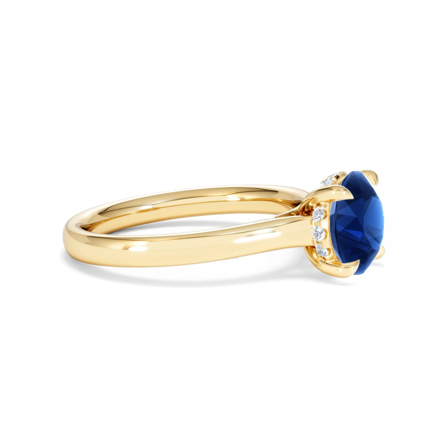 Amora Gem 2.00ct Round Cut Lab Sapphire Hidden Halo Engagement Ring in 18K Yellow Gold - Image 22