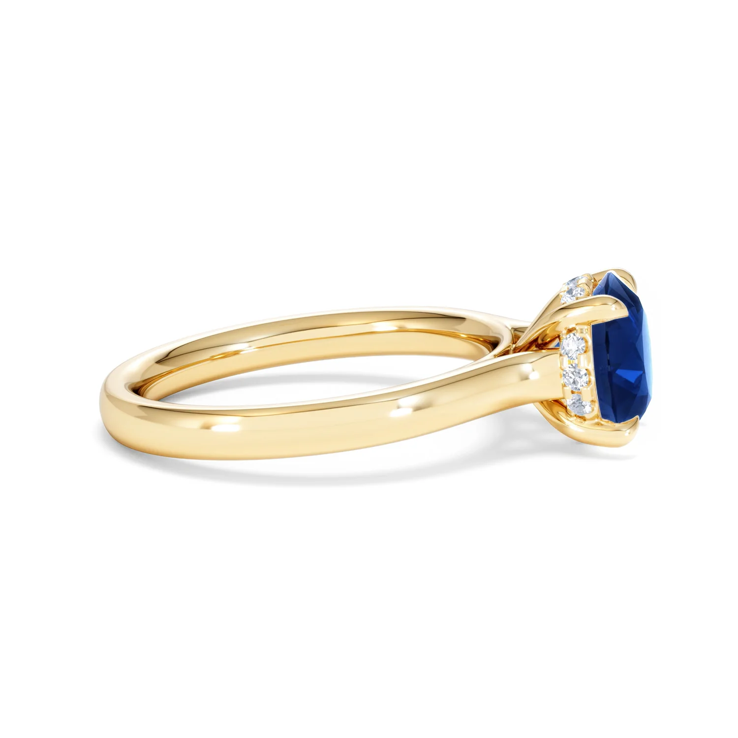 Amora Gem 2.00ct Round Cut Lab Sapphire Hidden Halo Engagement Ring in 18K Yellow Gold - Image 26