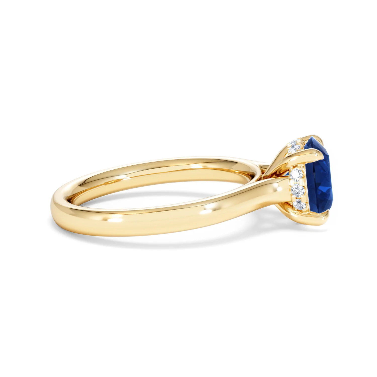 Amora Gem 2.00ct Round Cut Lab Sapphire Hidden Halo Engagement Ring in 18K Yellow Gold - Image 27