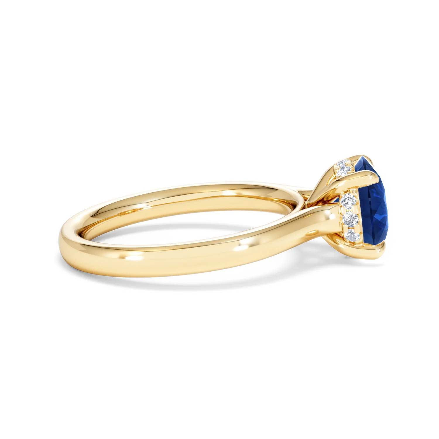 Amora Gem 2.00ct Round Cut Lab Sapphire Hidden Halo Engagement Ring in 18K Yellow Gold - Image 28