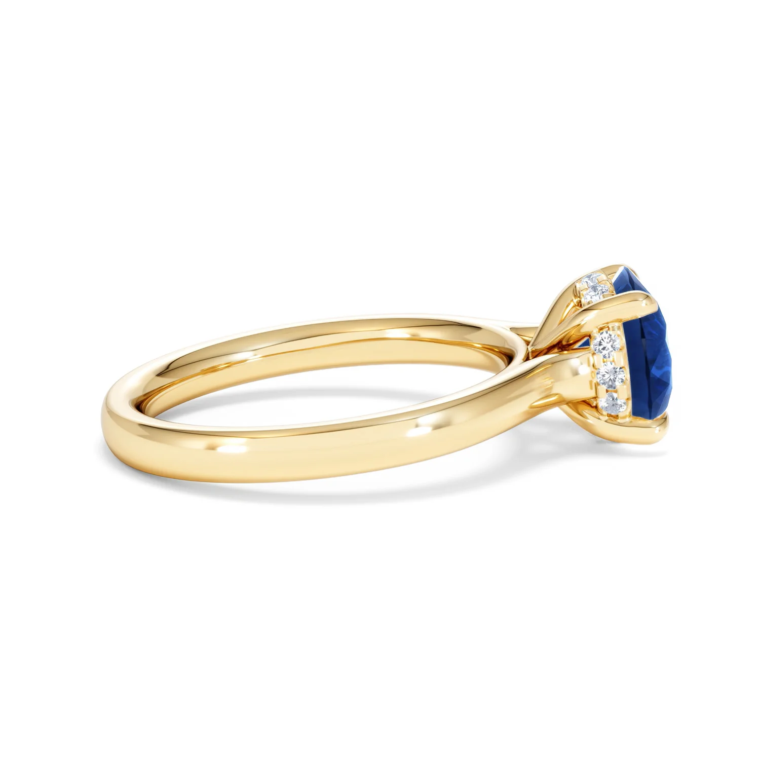 Amora Gem 2.00ct Round Cut Lab Sapphire Hidden Halo Engagement Ring in 18K Yellow Gold - Image 29