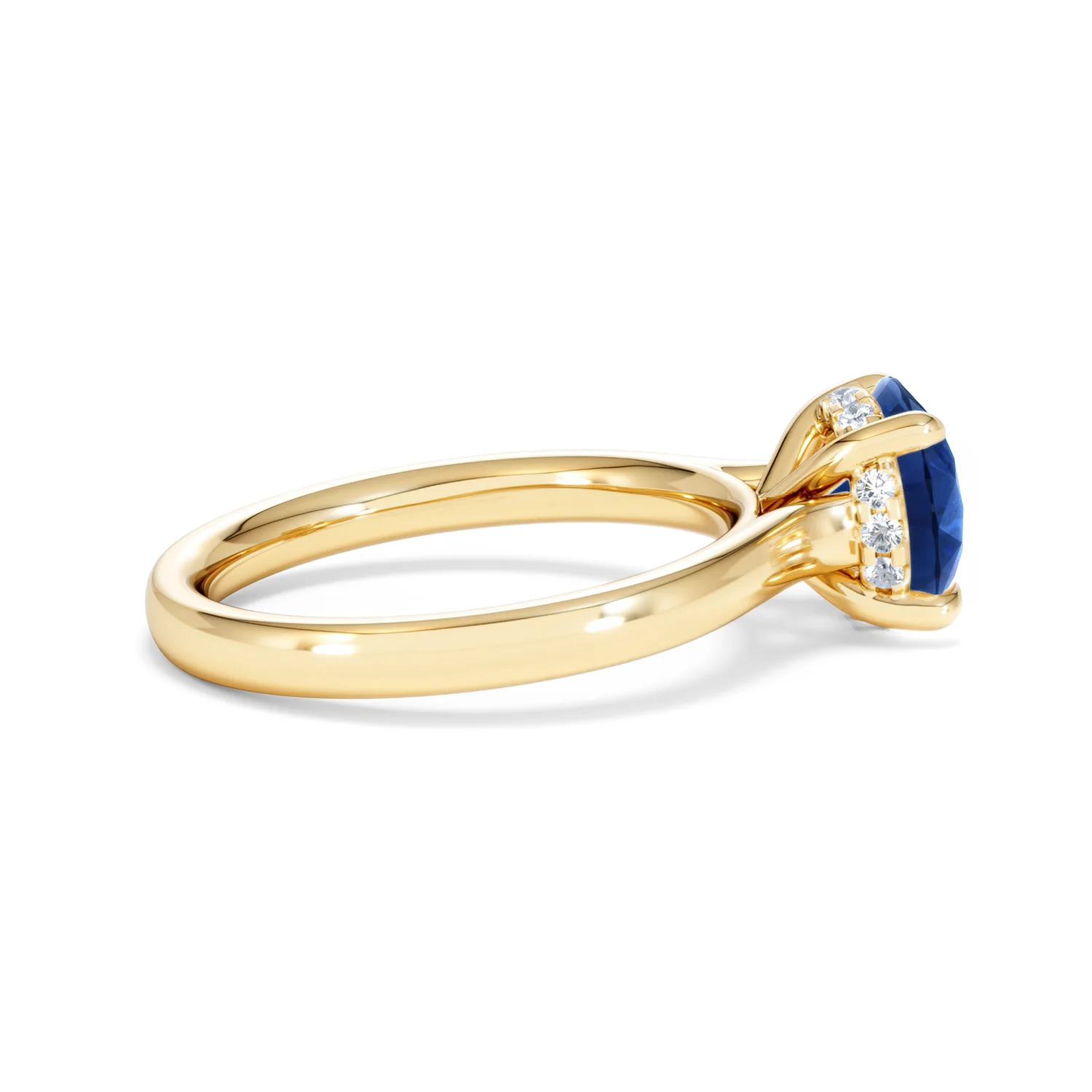Amora Gem 2.00ct Round Cut Lab Sapphire Hidden Halo Engagement Ring in 18K Yellow Gold - Image 30