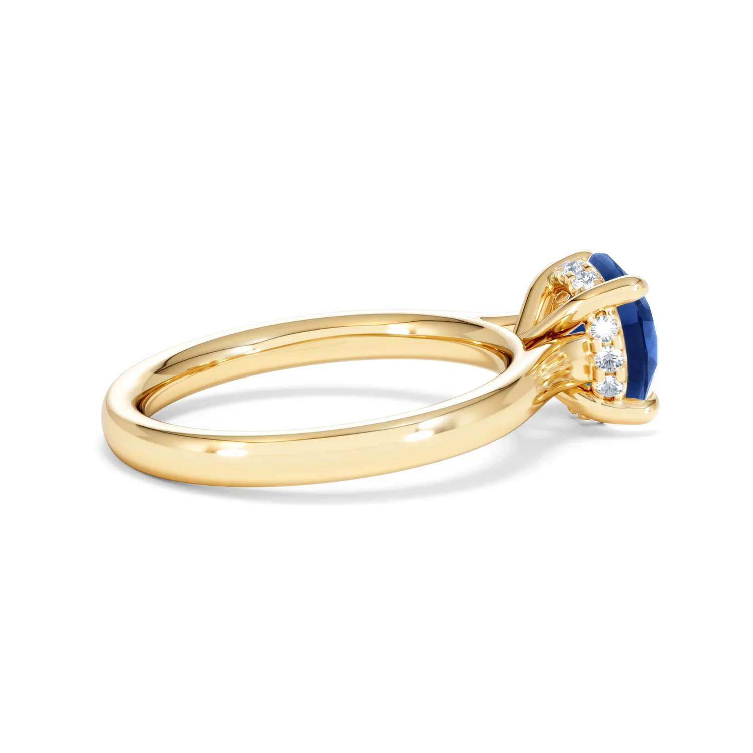 Amora Gem 2.00ct Round Cut Lab Sapphire Hidden Halo Engagement Ring in 18K Yellow Gold - Image 32