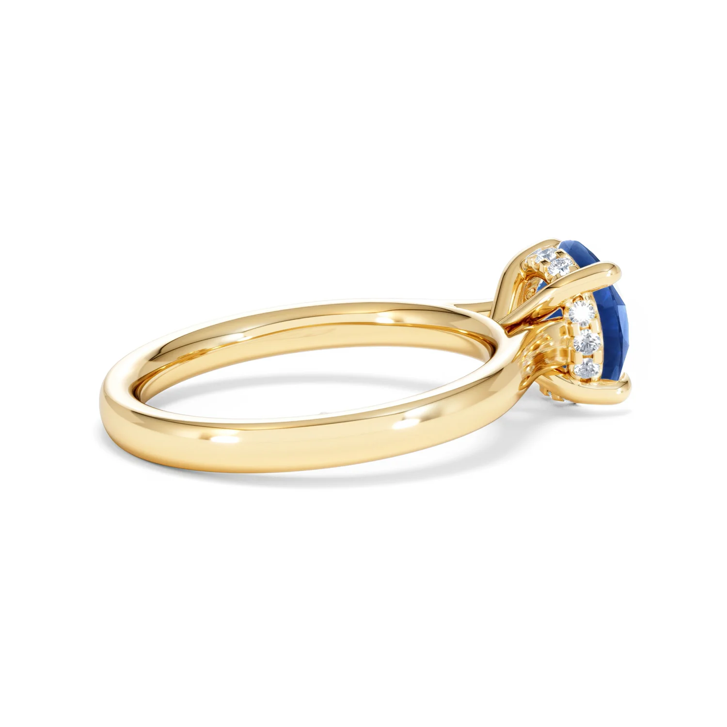 Amora Gem 2.00ct Round Cut Lab Sapphire Hidden Halo Engagement Ring in 18K Yellow Gold - Image 33