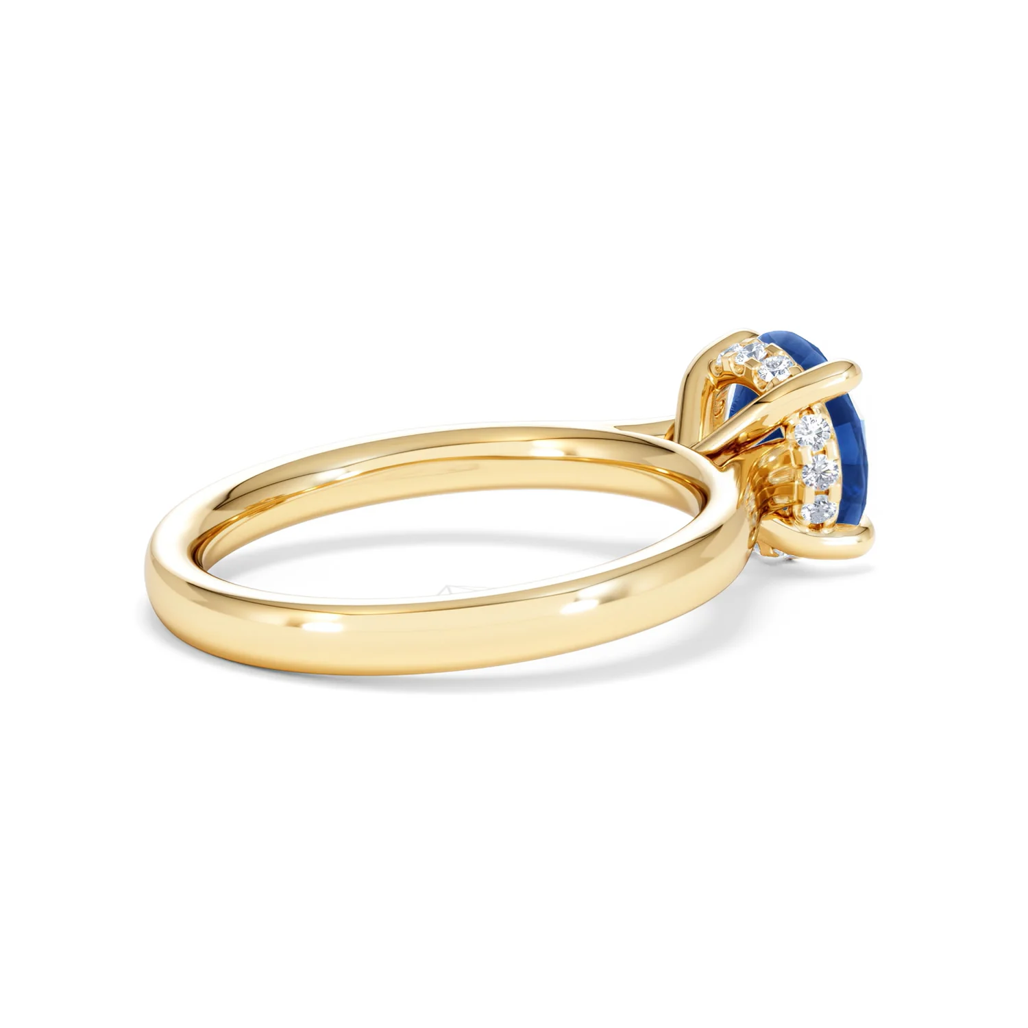 Amora Gem 2.00ct Round Cut Lab Sapphire Hidden Halo Engagement Ring in 18K Yellow Gold - Image 35