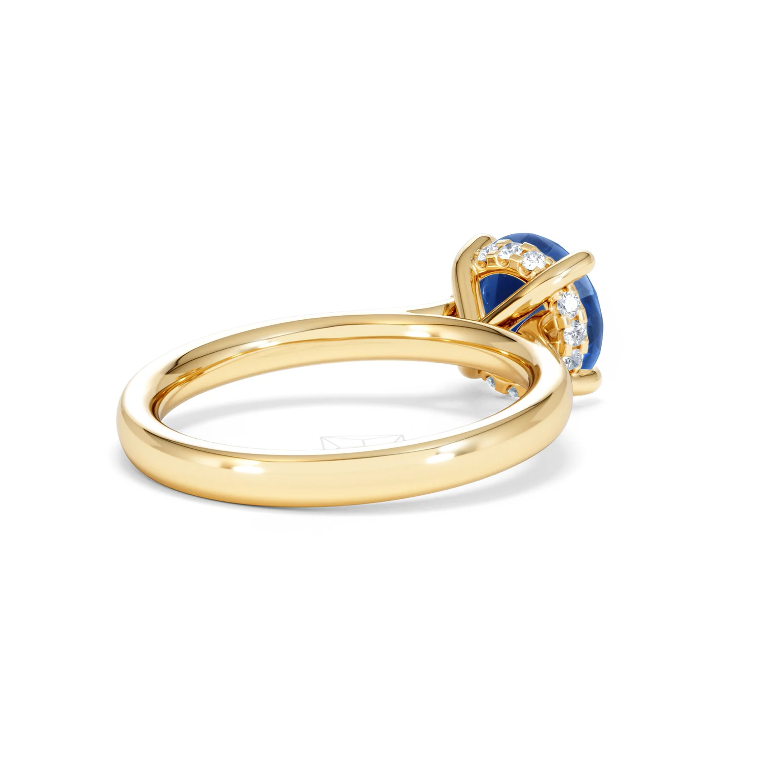 Amora Gem 2.00ct Round Cut Lab Sapphire Hidden Halo Engagement Ring in 18K Yellow Gold - Image 39