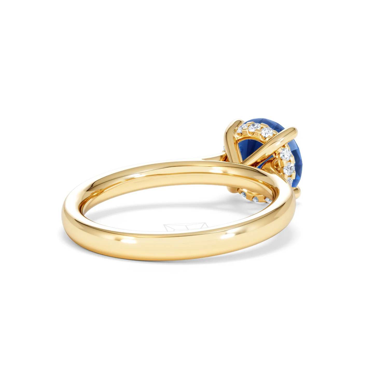 Amora Gem 2.00ct Round Cut Lab Sapphire Hidden Halo Engagement Ring in 18K Yellow Gold - Image 40