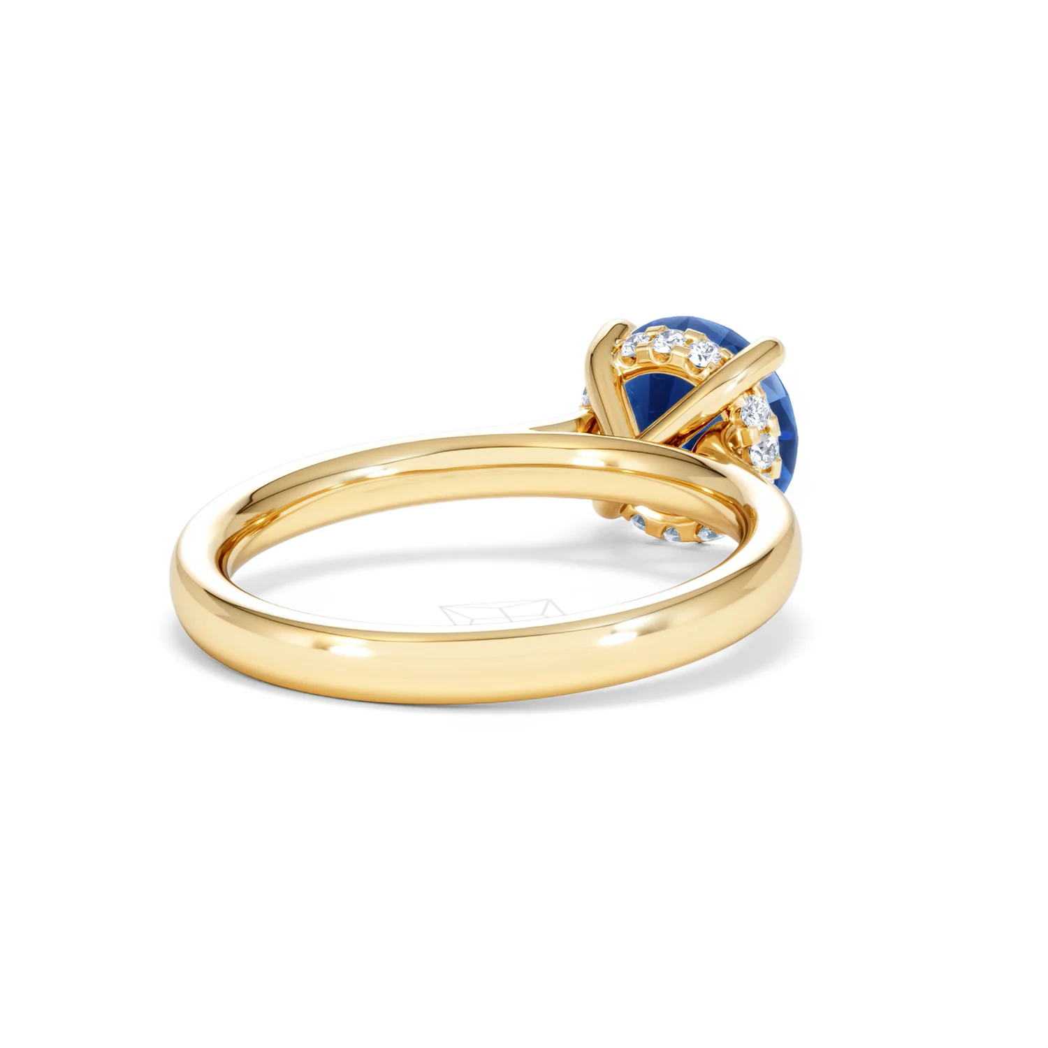 Amora Gem 2.00ct Round Cut Lab Sapphire Hidden Halo Engagement Ring in 18K Yellow Gold - Image 41