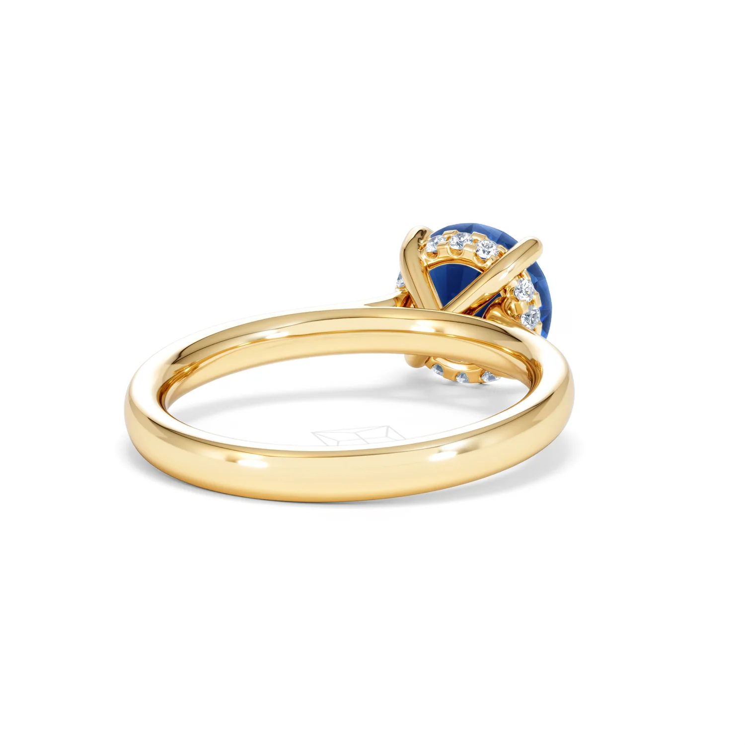 Amora Gem 2.00ct Round Cut Lab Sapphire Hidden Halo Engagement Ring in 18K Yellow Gold - Image 42
