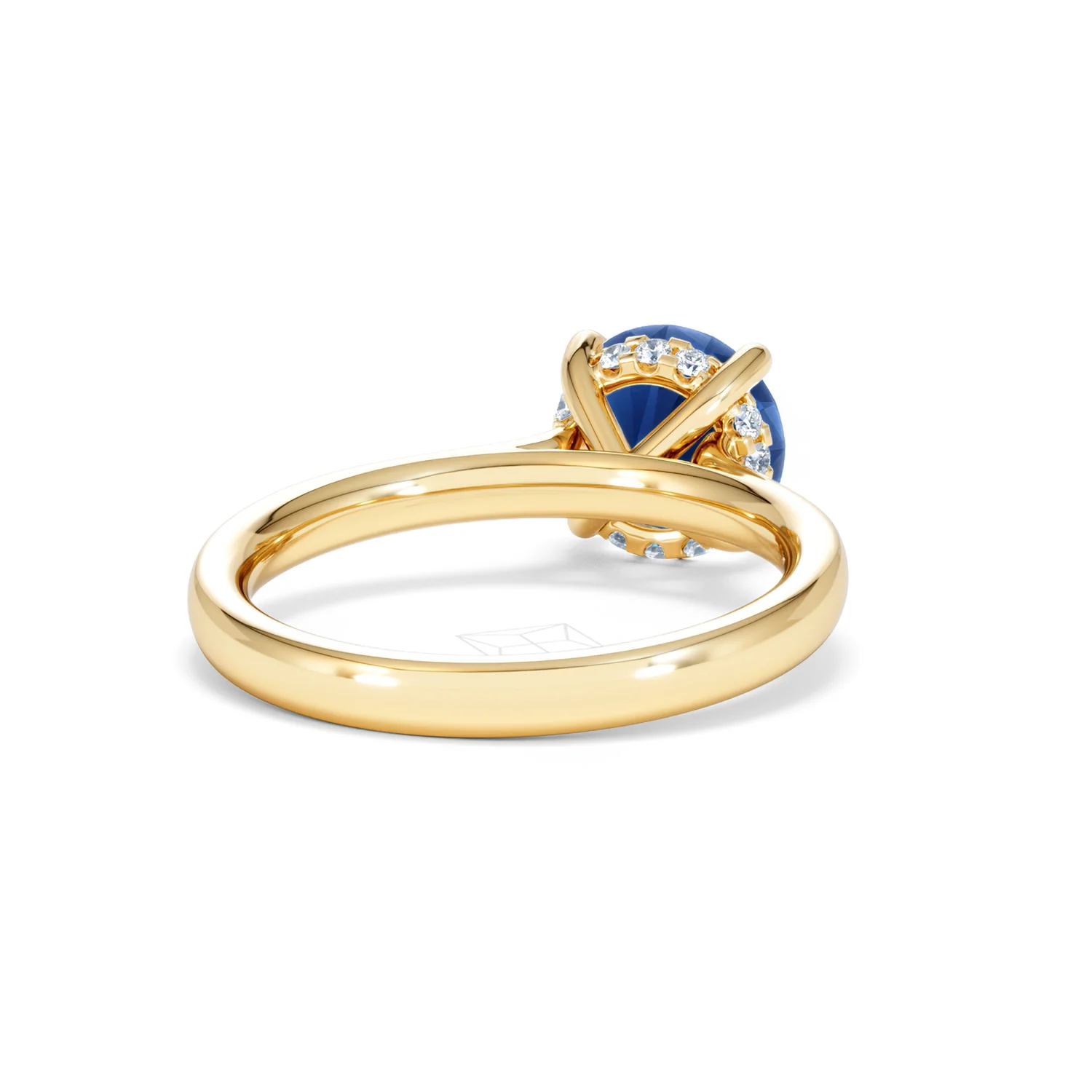Amora Gem 2.00ct Round Cut Lab Sapphire Hidden Halo Engagement Ring in 18K Yellow Gold - Image 43