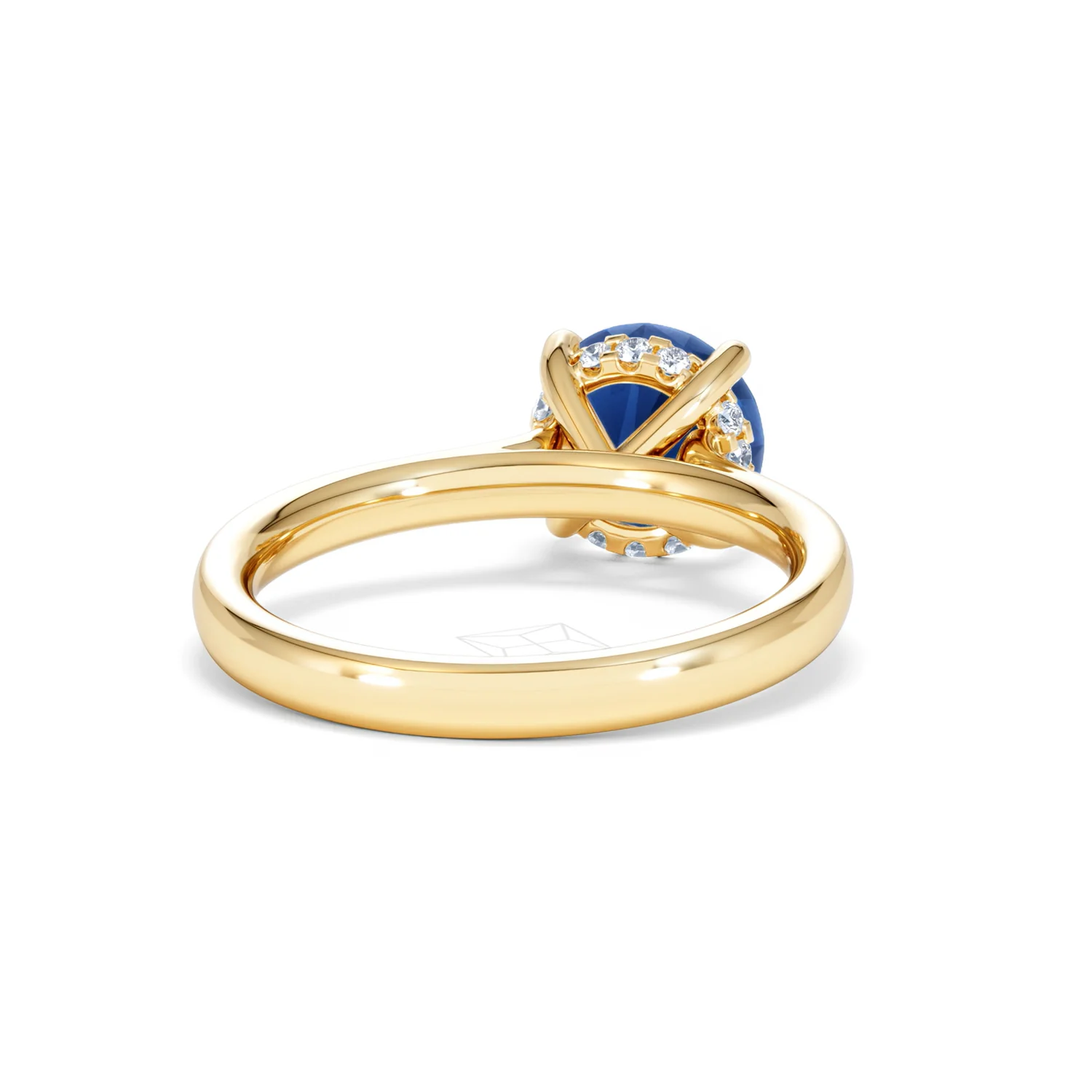 Amora Gem 2.00ct Round Cut Lab Sapphire Hidden Halo Engagement Ring in 18K Yellow Gold - Image 44