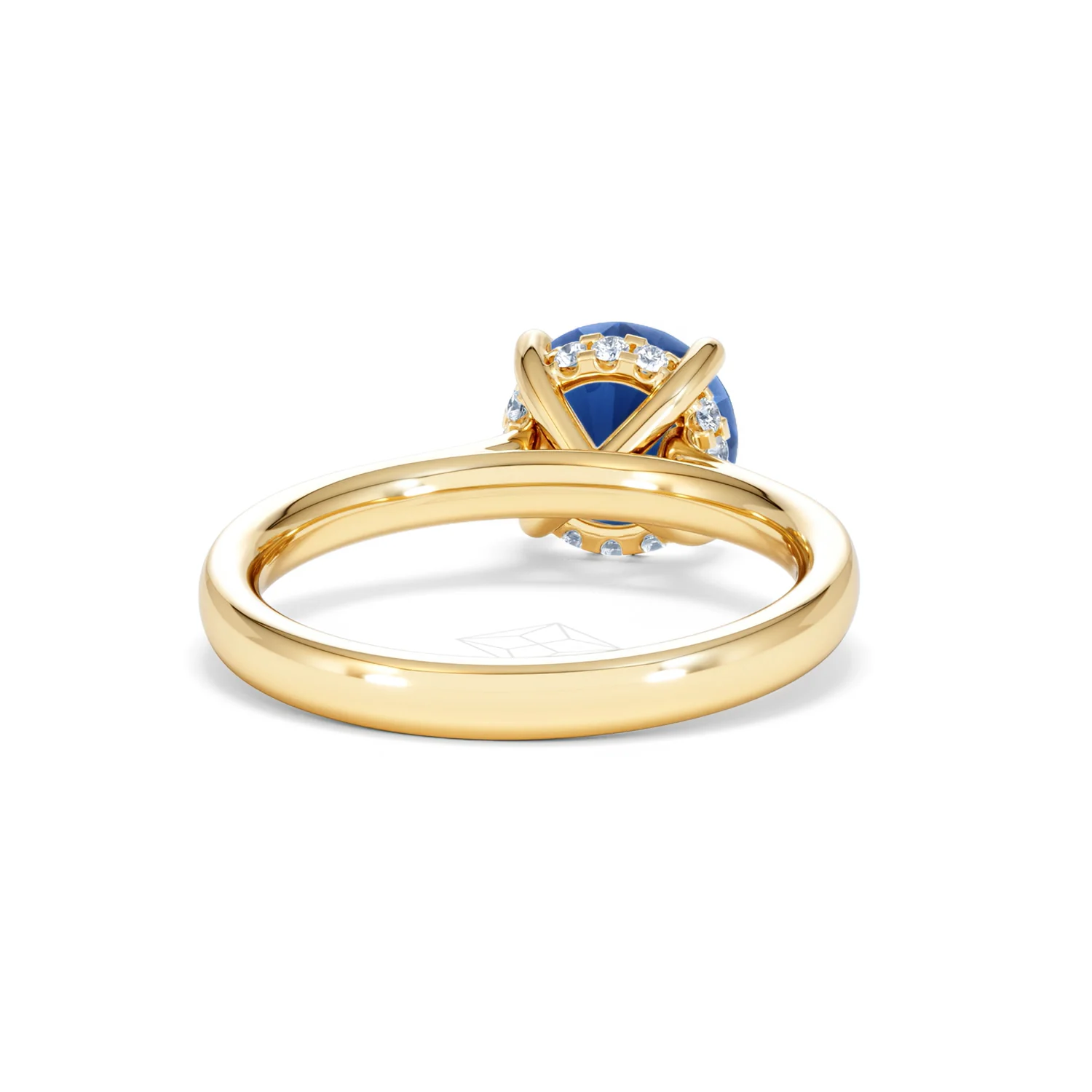 Amora Gem 2.00ct Round Cut Lab Sapphire Hidden Halo Engagement Ring in 18K Yellow Gold - Image 45