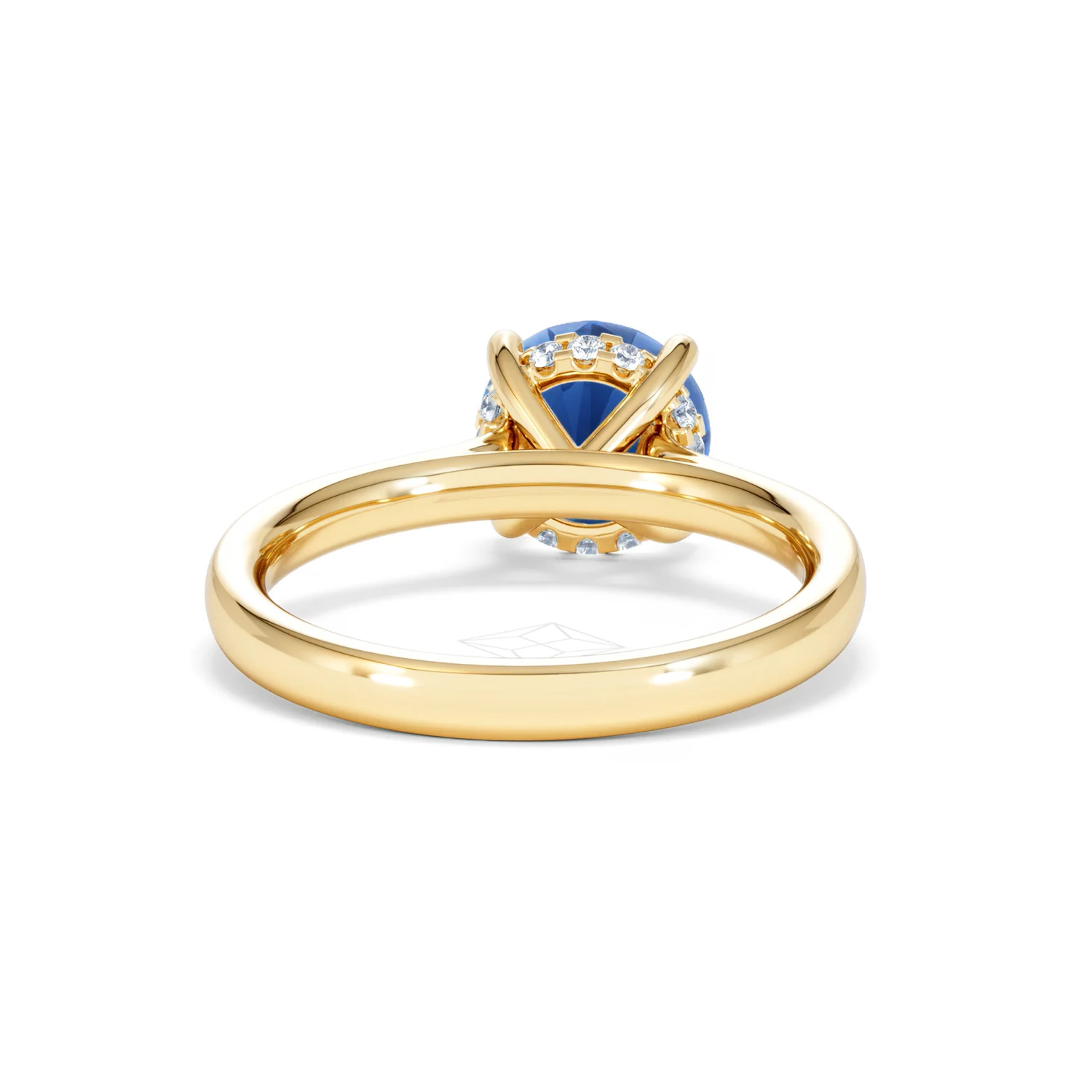 Amora Gem 2.00ct Round Cut Lab Sapphire Hidden Halo Engagement Ring in 18K Yellow Gold - Image 46