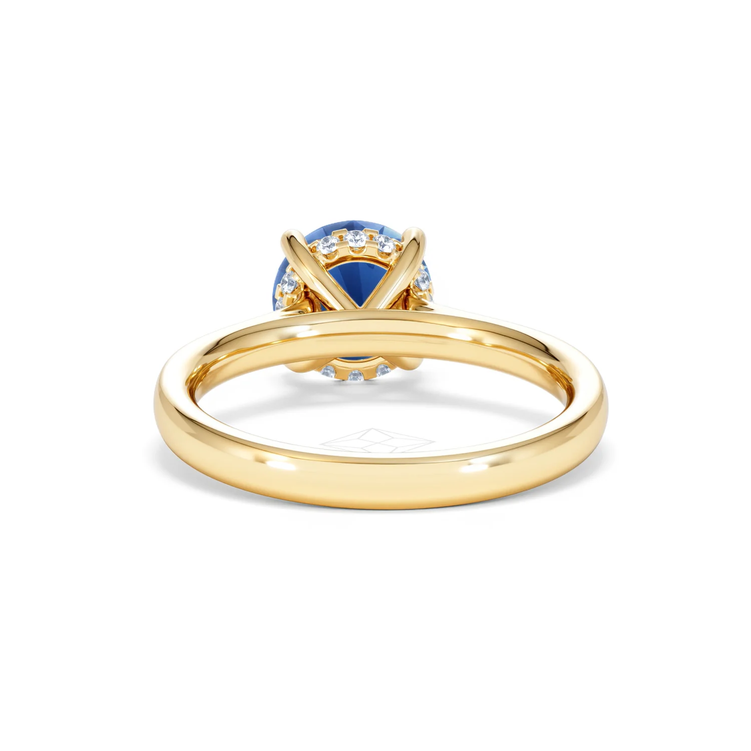 Amora Gem 2.00ct Round Cut Lab Sapphire Hidden Halo Engagement Ring in 18K Yellow Gold - Image 49