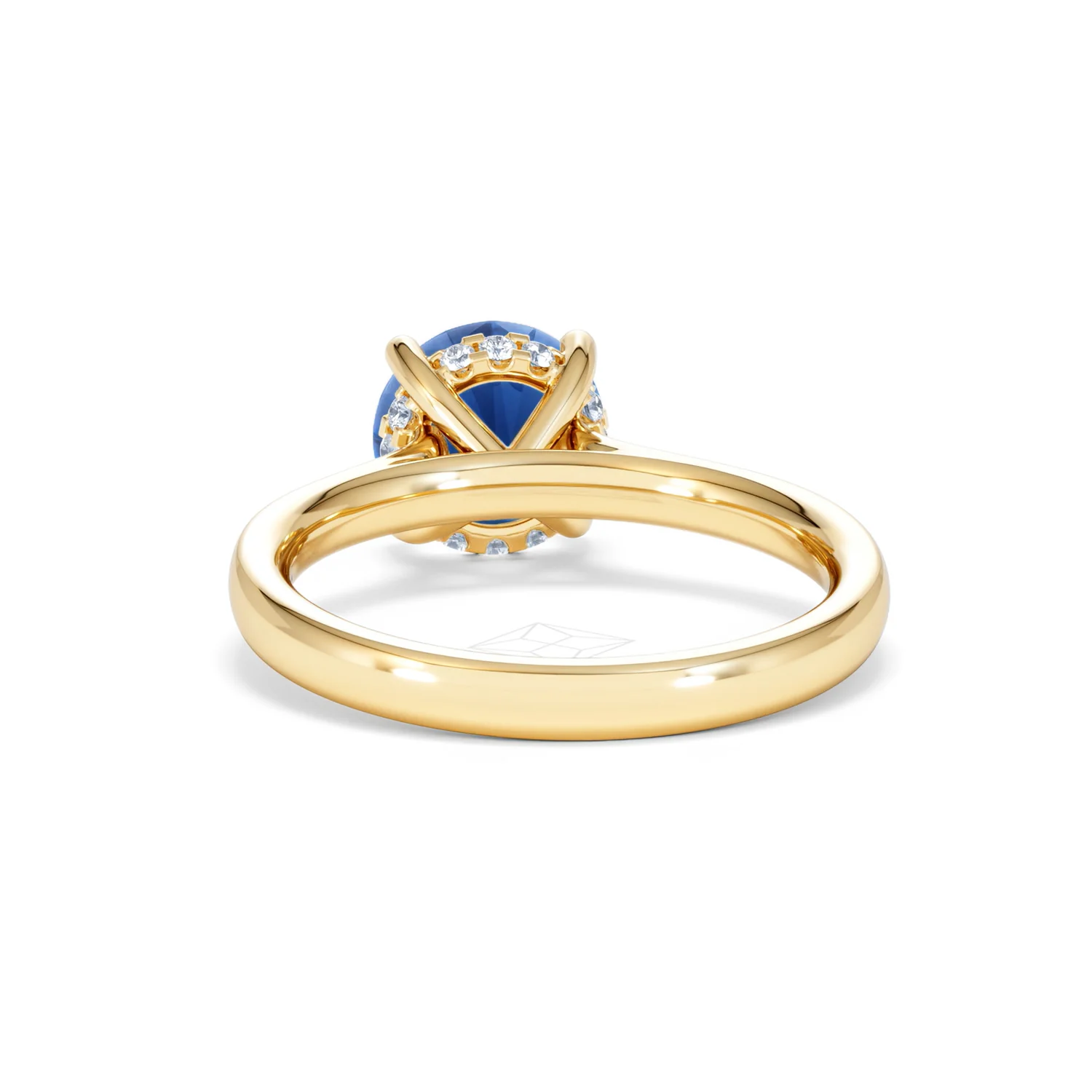 Amora Gem 2.00ct Round Cut Lab Sapphire Hidden Halo Engagement Ring in 18K Yellow Gold - Image 50