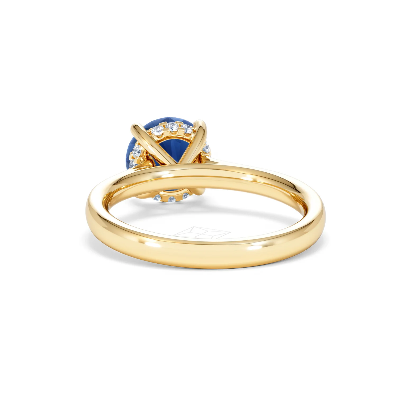 Amora Gem 2.00ct Round Cut Lab Sapphire Hidden Halo Engagement Ring in 18K Yellow Gold - Image 51