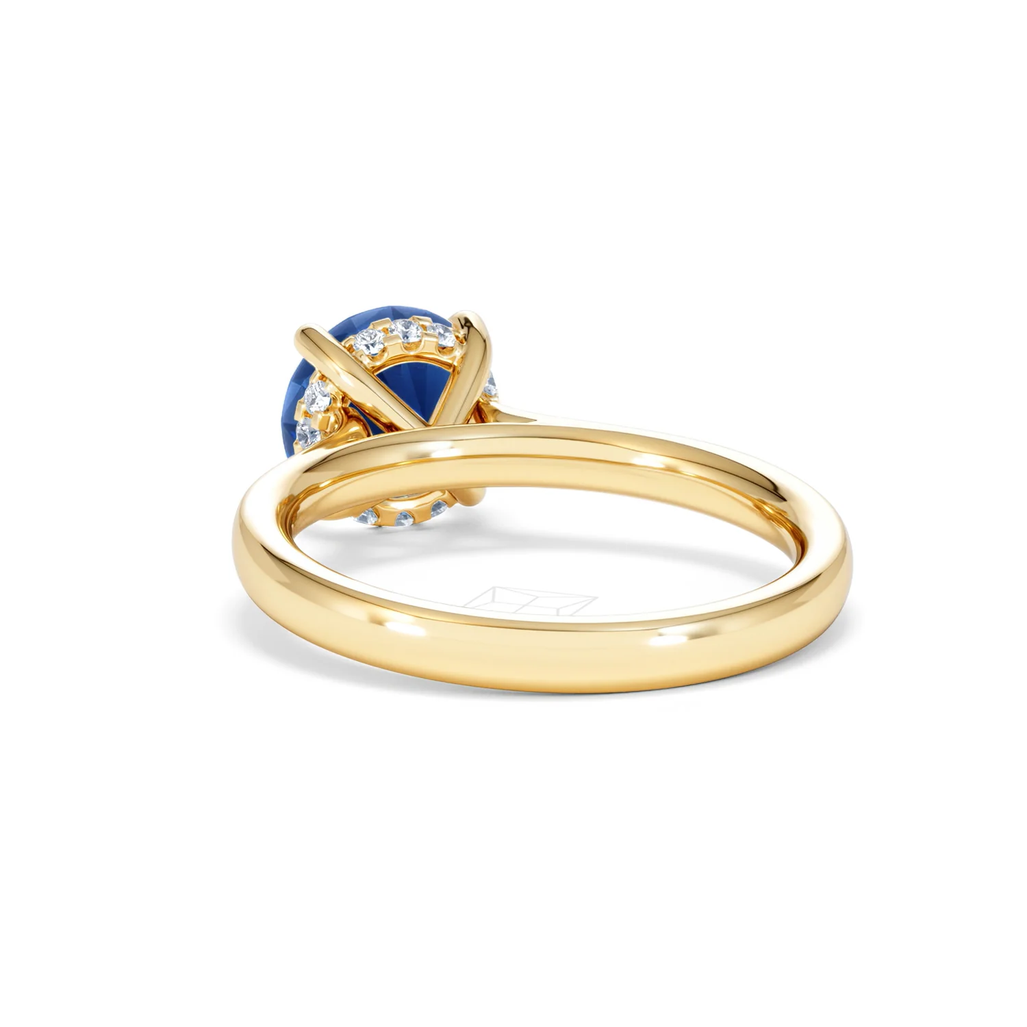 Amora Gem 2.00ct Round Cut Lab Sapphire Hidden Halo Engagement Ring in 18K Yellow Gold - Image 53