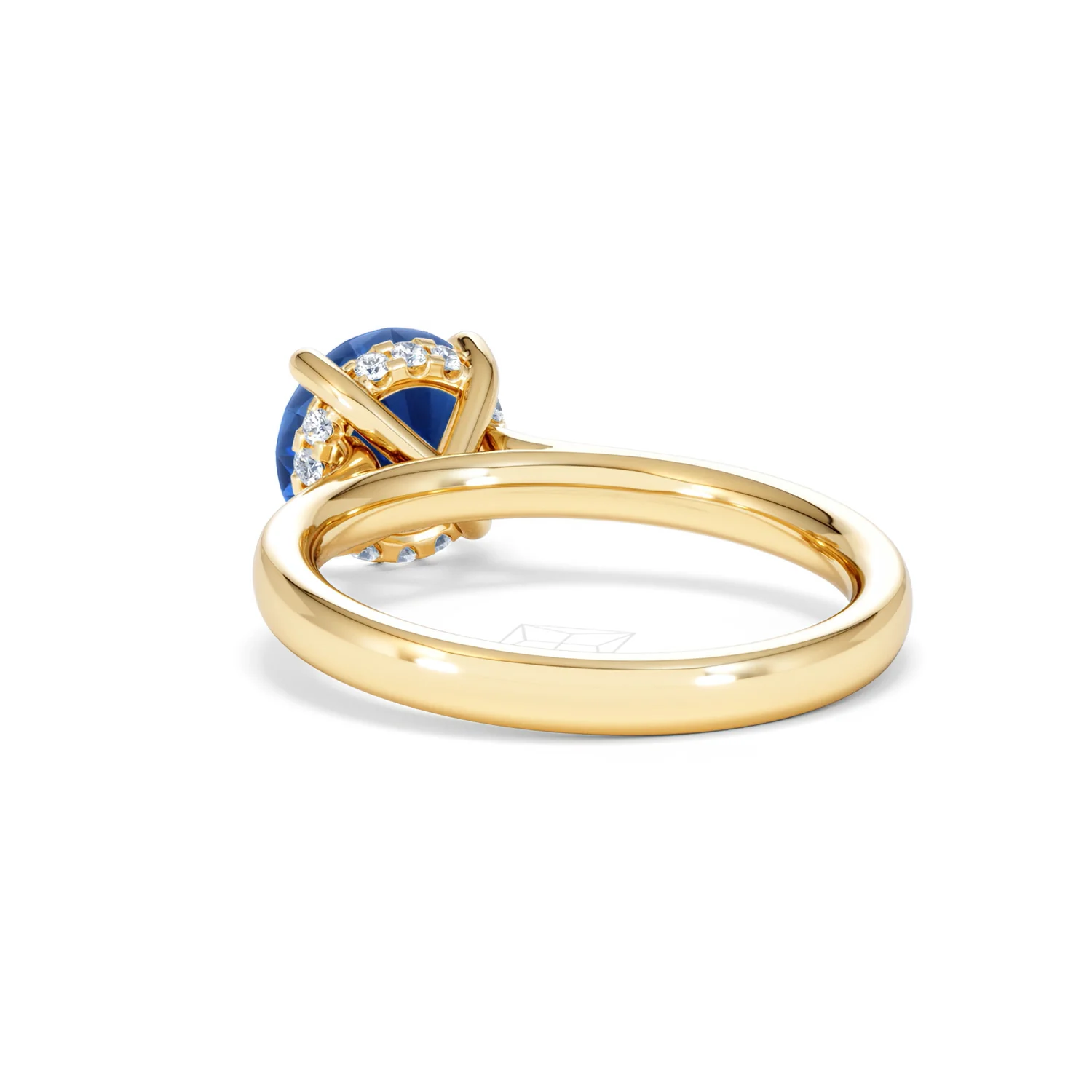 Amora Gem 2.00ct Round Cut Lab Sapphire Hidden Halo Engagement Ring in 18K Yellow Gold - Image 54