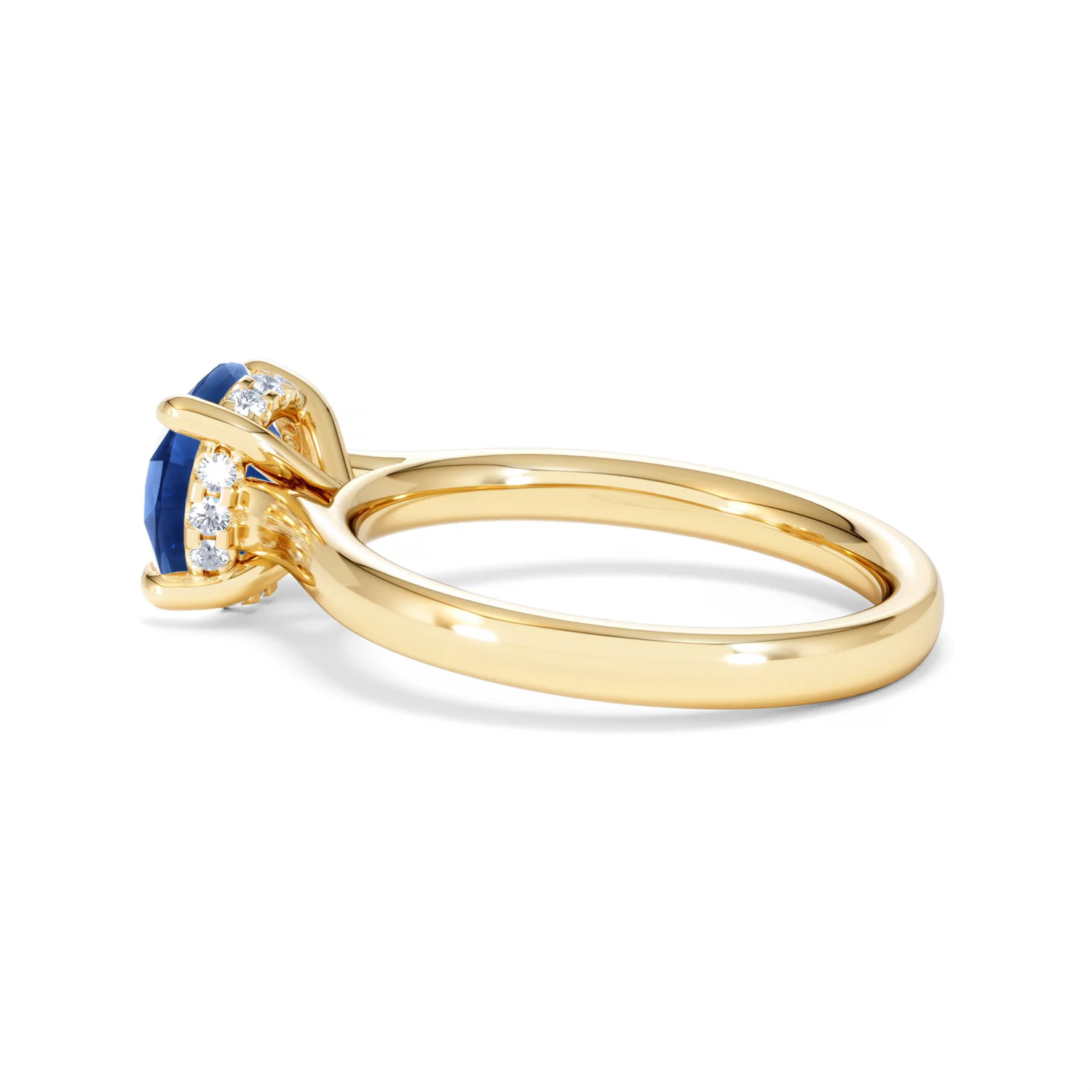 Amora Gem 2.00ct Round Cut Lab Sapphire Hidden Halo Engagement Ring in 18K Yellow Gold - Image 63