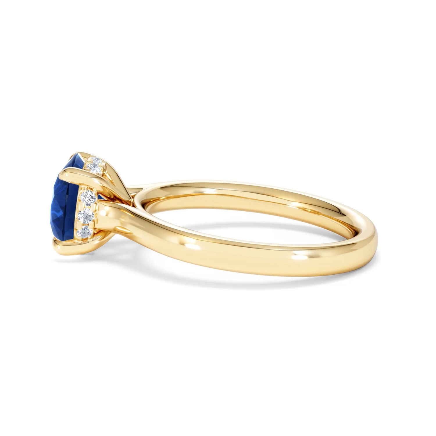 Amora Gem 2.00ct Round Cut Lab Sapphire Hidden Halo Engagement Ring in 18K Yellow Gold - Image 67