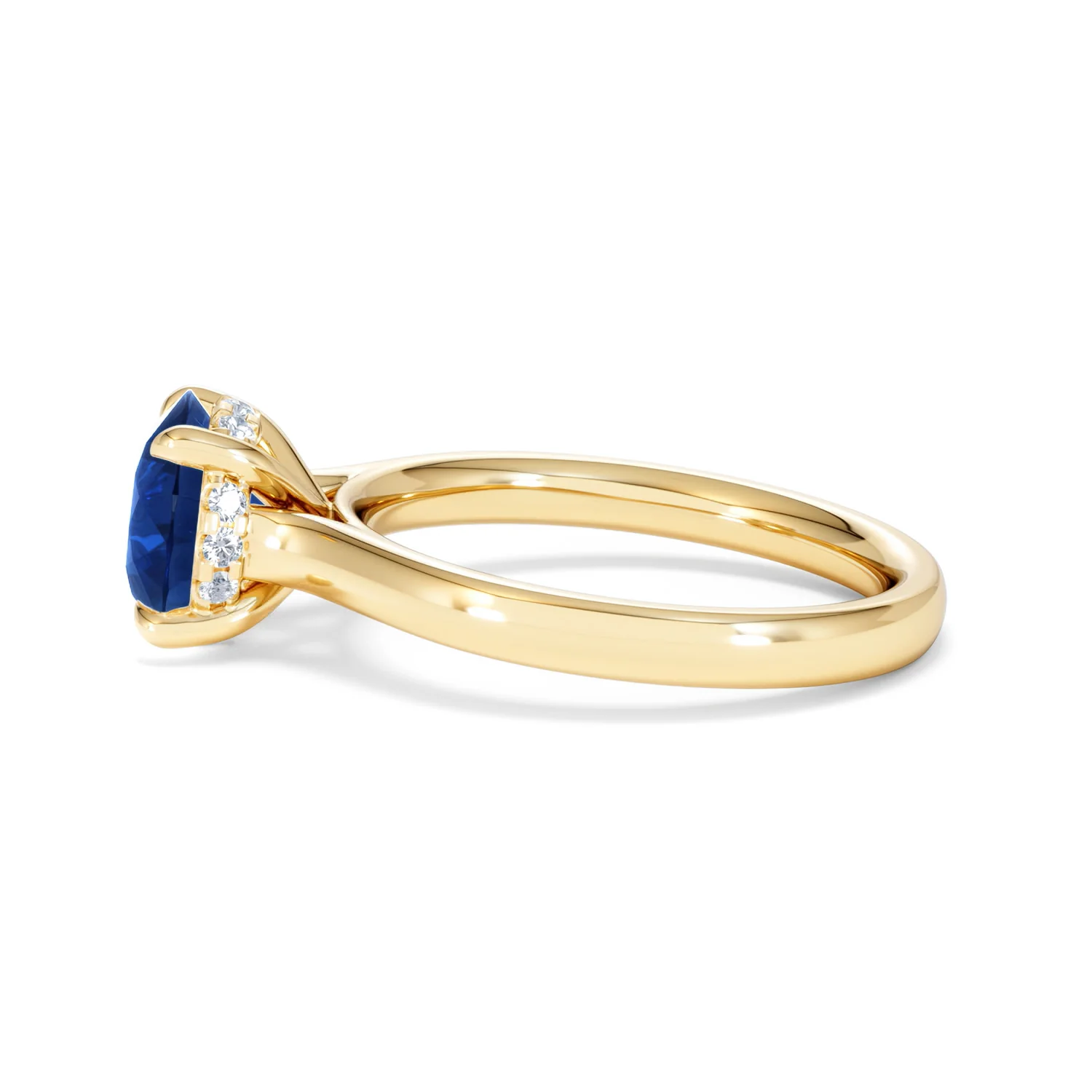 Amora Gem 2.00ct Round Cut Lab Sapphire Hidden Halo Engagement Ring in 18K Yellow Gold - Image 68