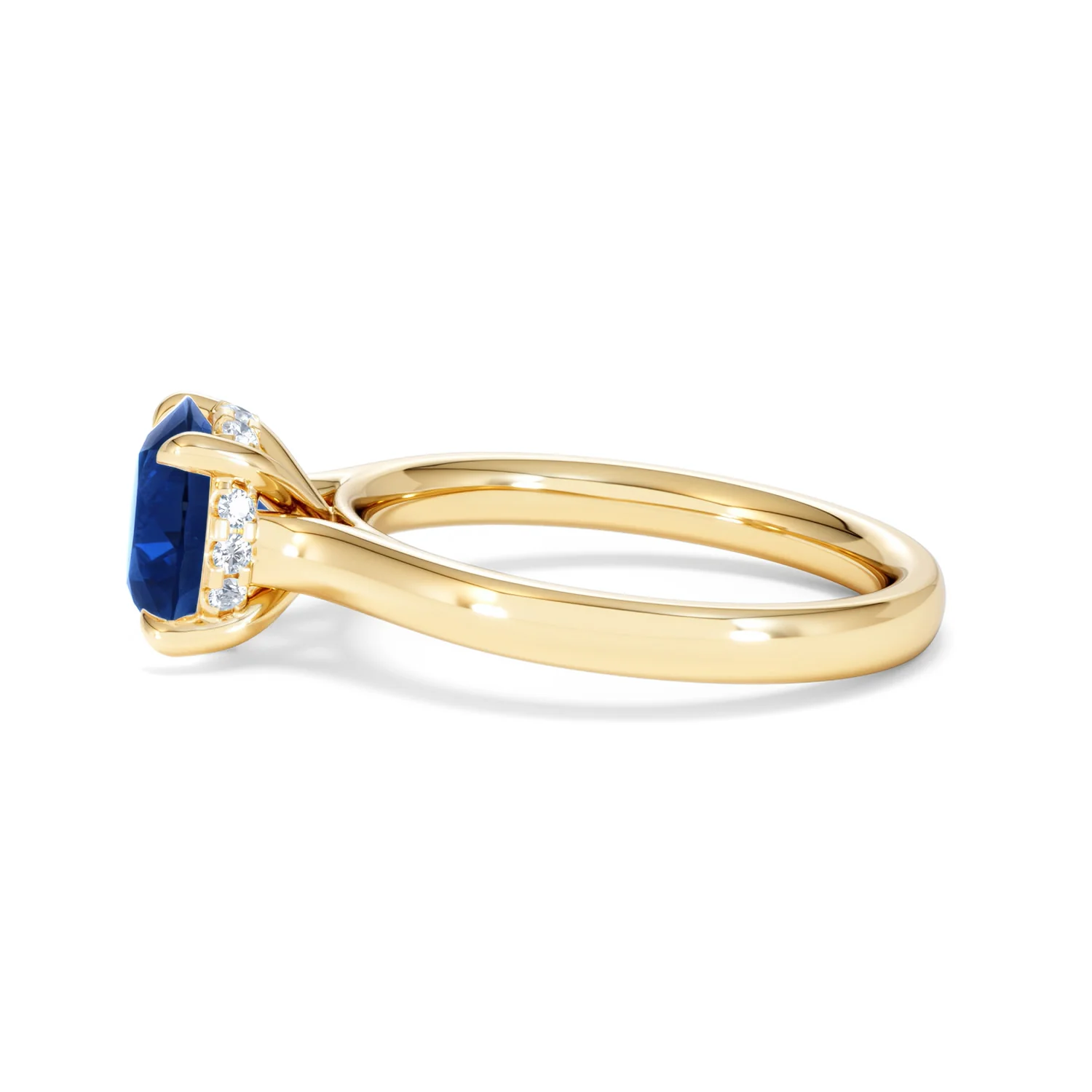 Amora Gem 2.00ct Round Cut Lab Sapphire Hidden Halo Engagement Ring in 18K Yellow Gold - Image 69