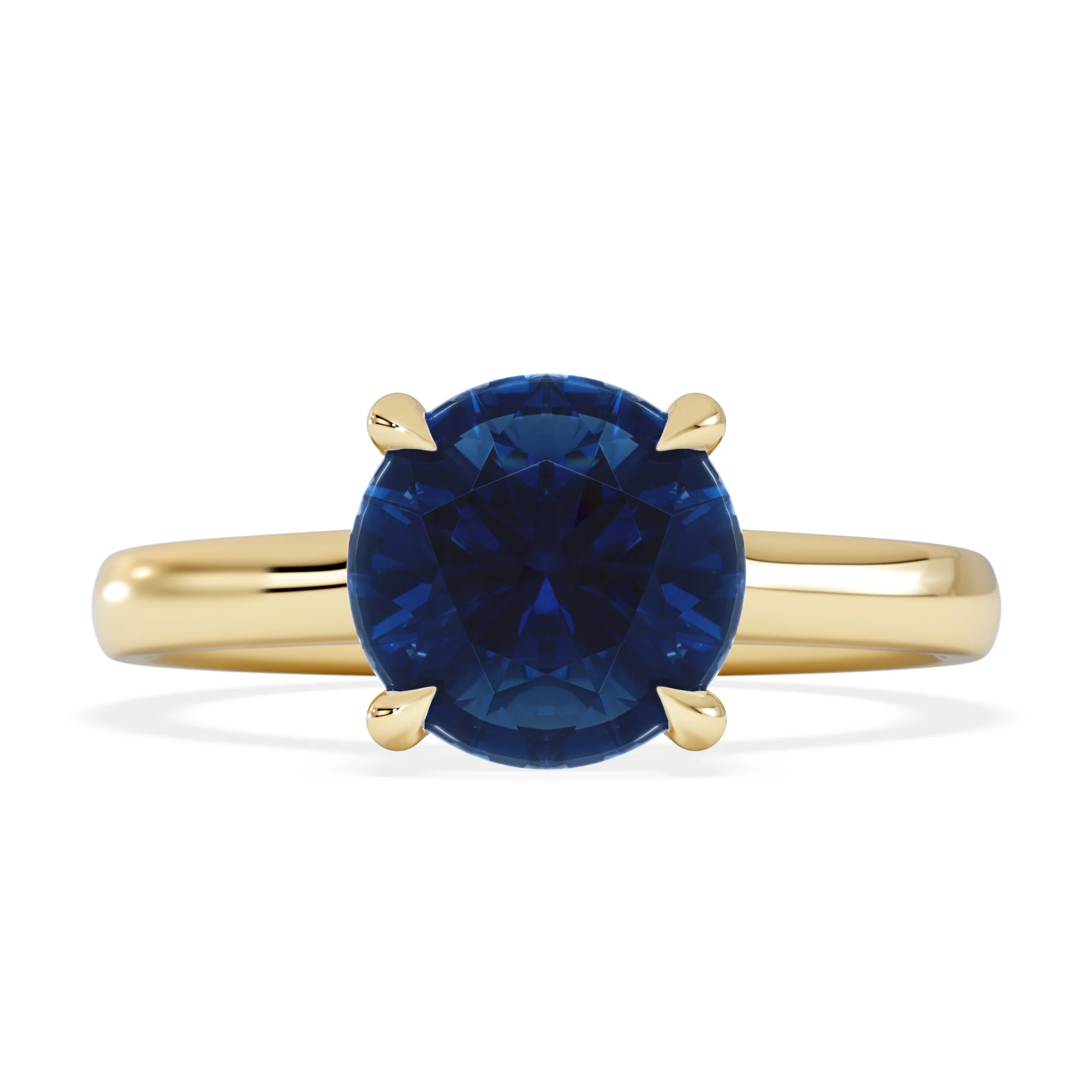 Amora Gem 2.00ct Round Cut Lab Sapphire Hidden Halo Engagement Ring in 18K Yellow Gold - Image 7