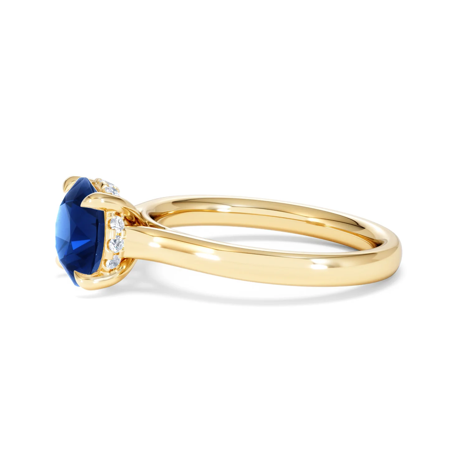 Amora Gem 2.00ct Round Cut Lab Sapphire Hidden Halo Engagement Ring in 18K Yellow Gold - Image 72