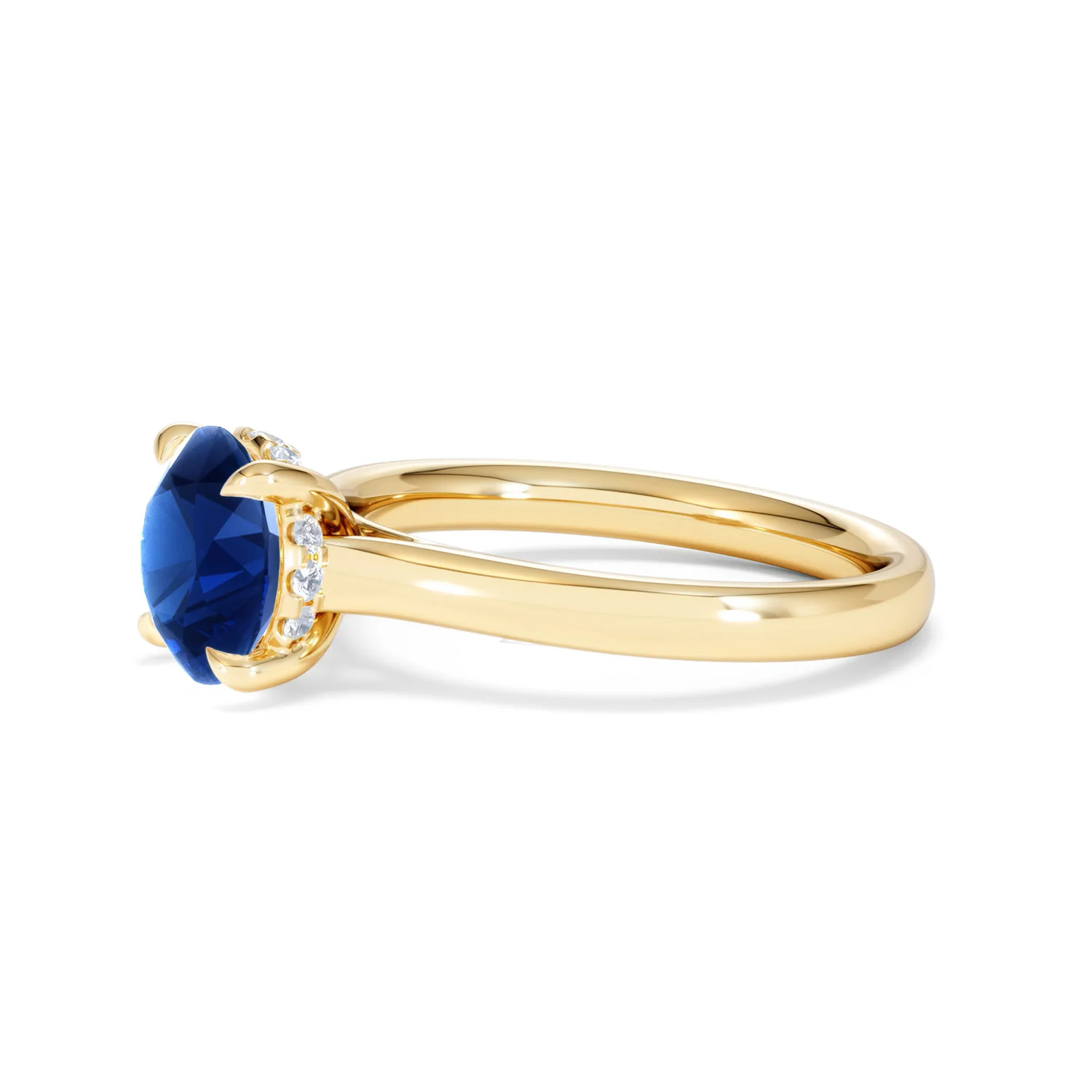 Amora Gem 2.00ct Round Cut Lab Sapphire Hidden Halo Engagement Ring in 18K Yellow Gold - Image 74