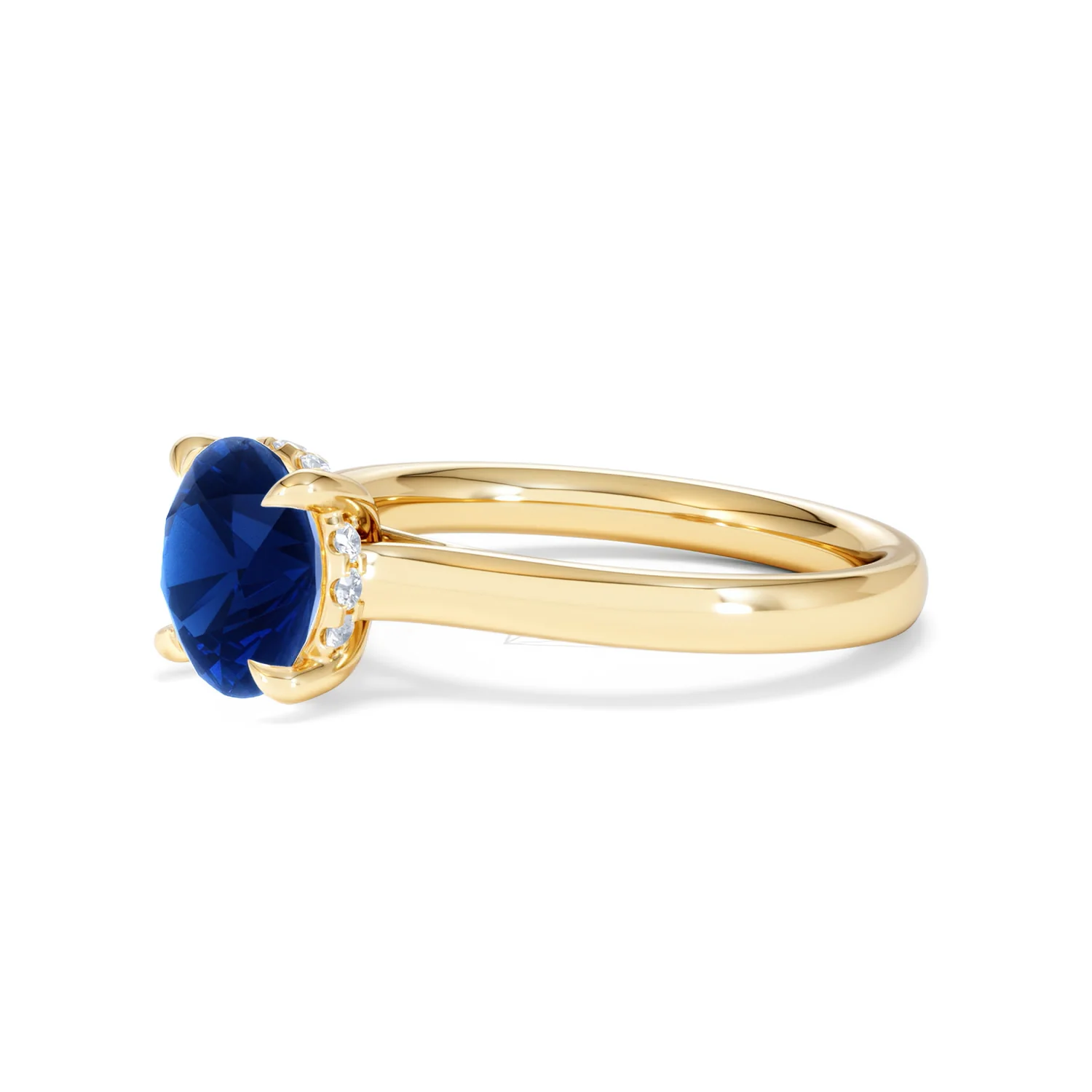 Amora Gem 2.00ct Round Cut Lab Sapphire Hidden Halo Engagement Ring in 18K Yellow Gold - Image 76