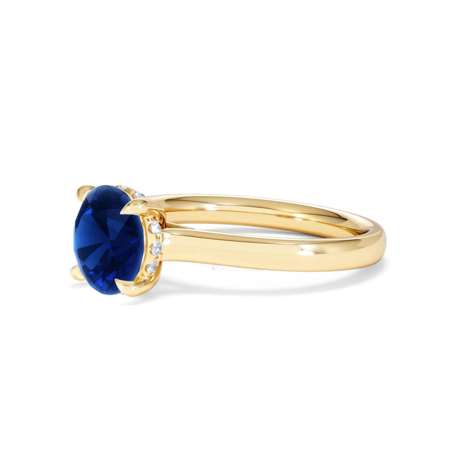 Amora Gem 2.00ct Round Cut Lab Sapphire Hidden Halo Engagement Ring in 18K Yellow Gold - Image 77