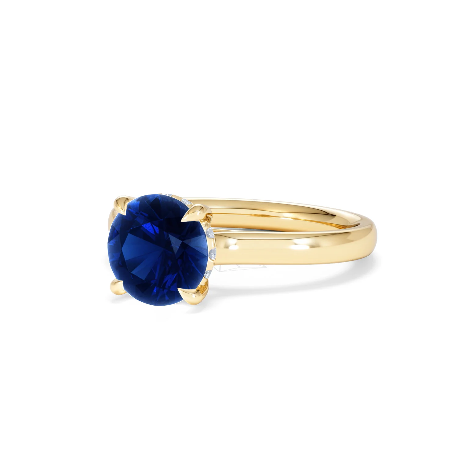 Amora Gem 2.00ct Round Cut Lab Sapphire Hidden Halo Engagement Ring in 18K Yellow Gold - Image 82