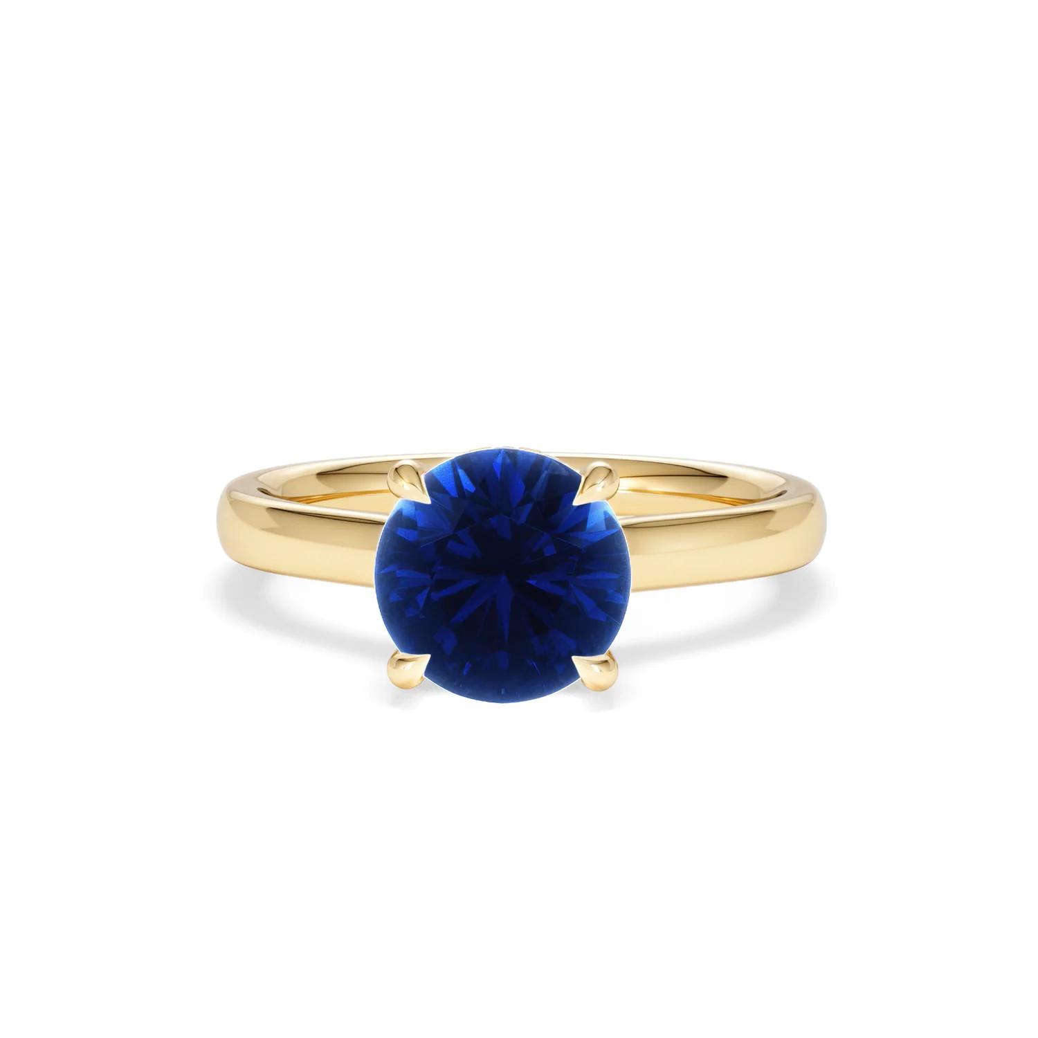 Amora Gem 2.00ct Round Cut Lab Sapphire Hidden Halo Engagement Ring in 18K Yellow Gold - Image 87