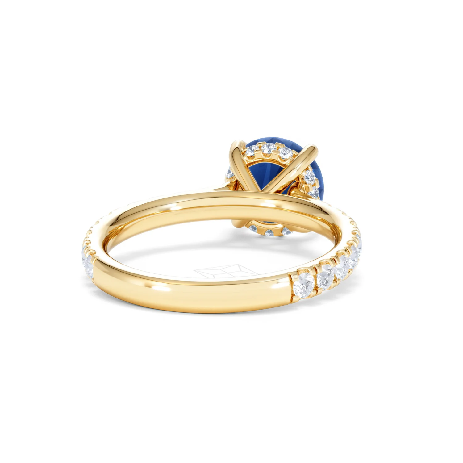 Amora Gem 2.00ct Round Cut Lab Sapphire Hidden Halo Engagement Ring in with Side Stones 18K Yellow Gold - Image 45